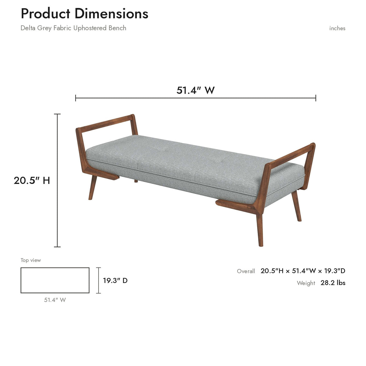 Product dimensions diagram
