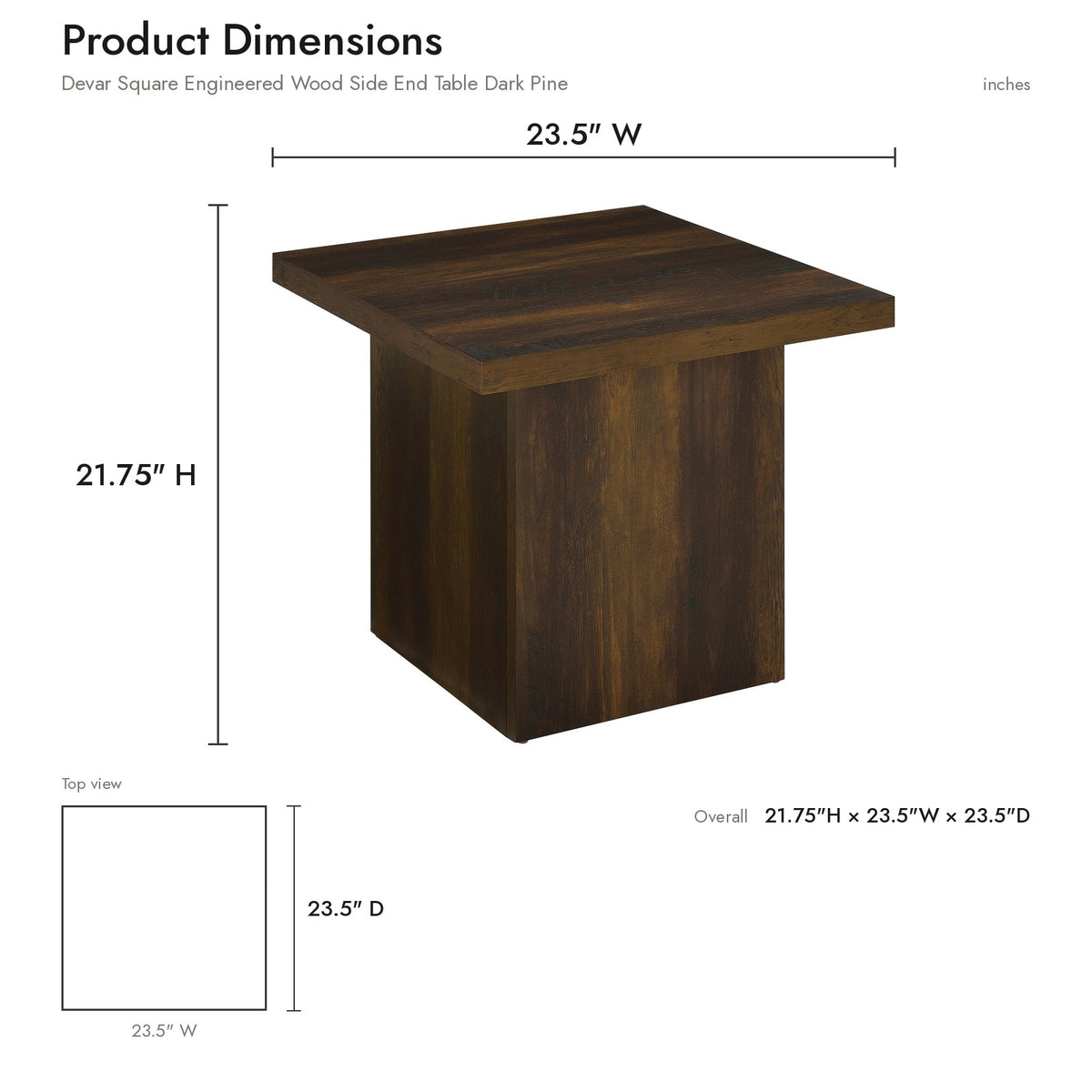 Product dimensions diagram