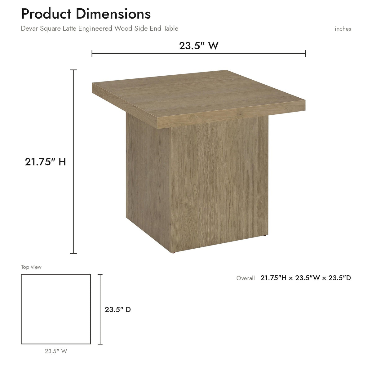 Product dimensions diagram