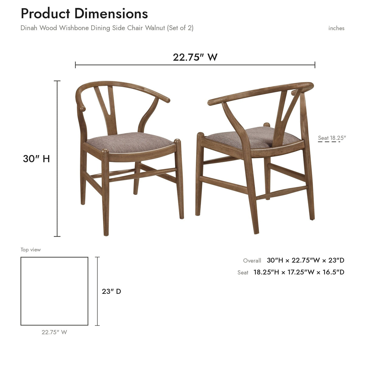 Product dimensions diagram