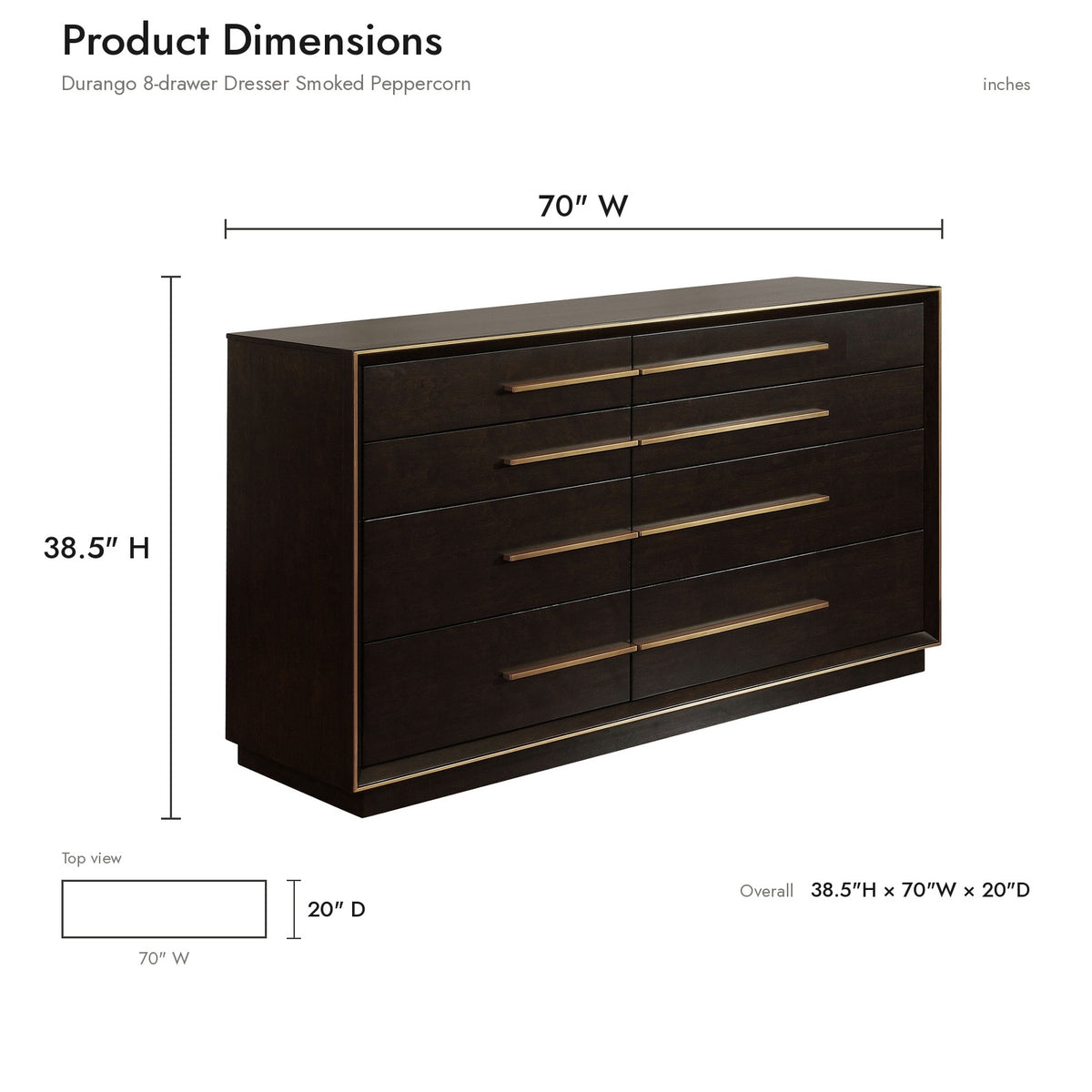 Product dimensions diagram