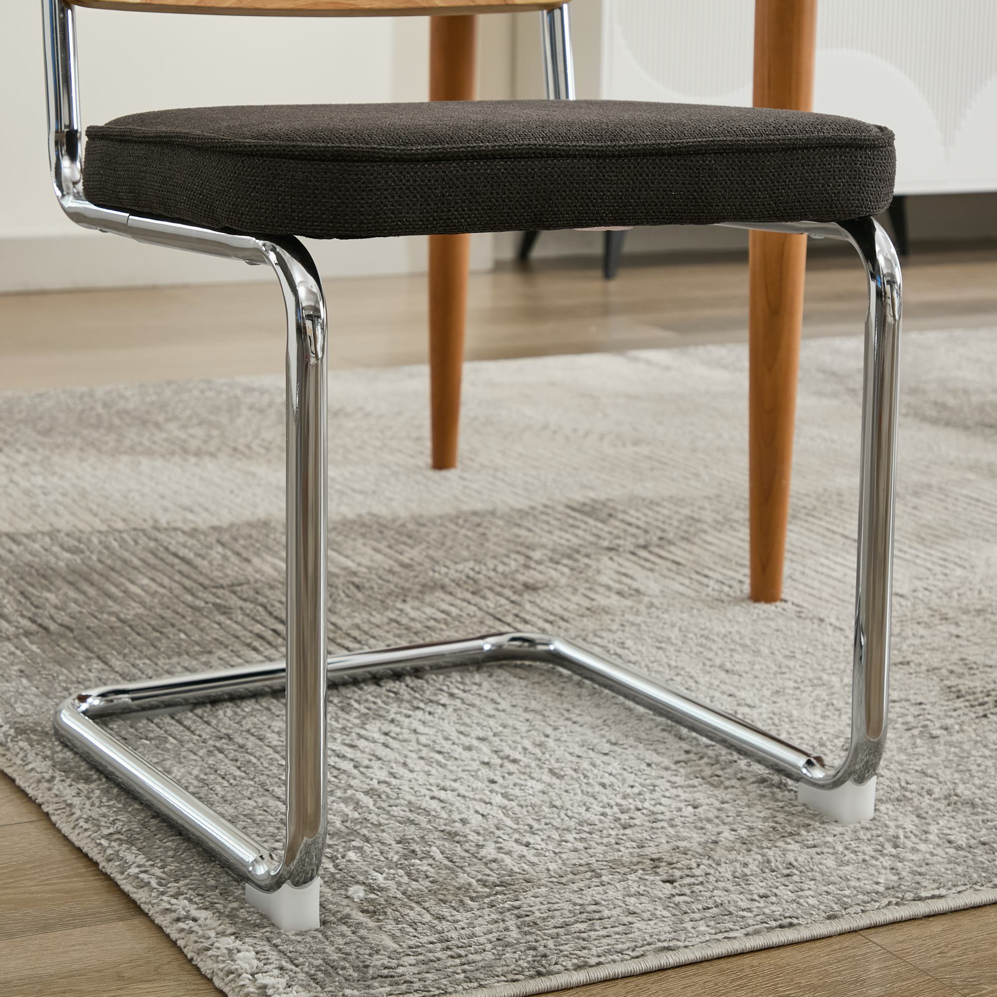 Carrollton Mid Century Modern Breuer Designed Dining Chairs with Natural Cane Back & Stainless Chrome Base - Set of 2