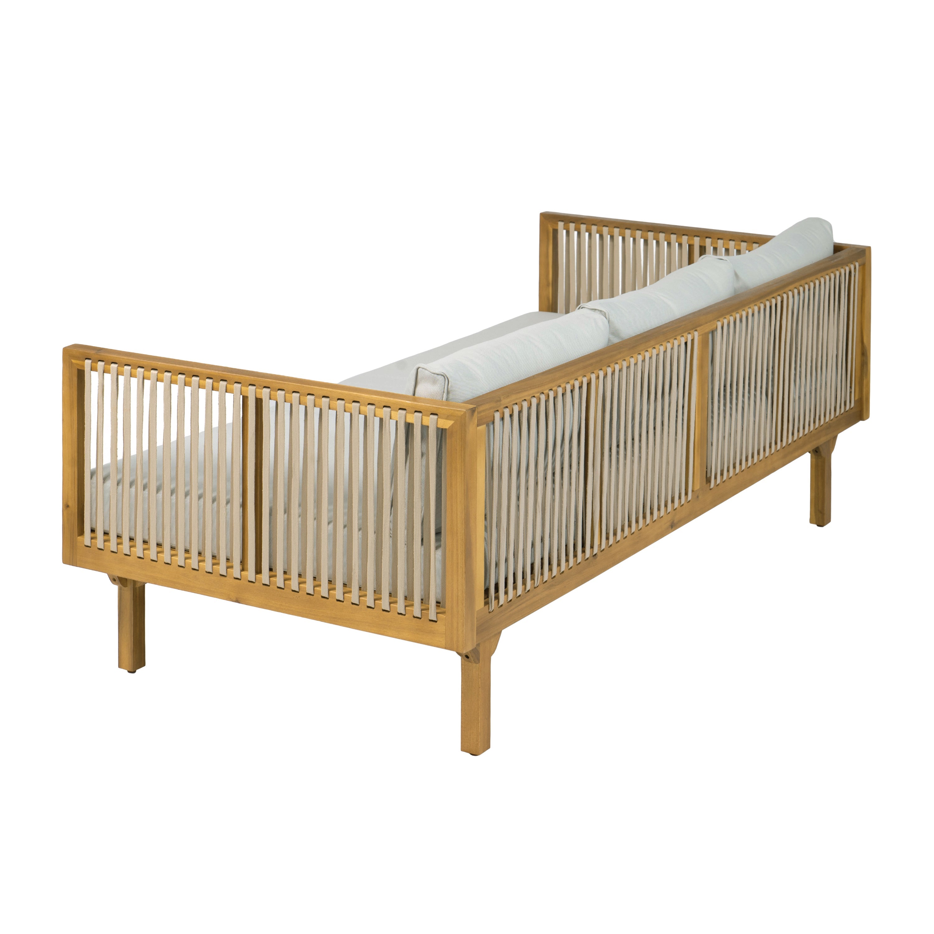 Outdoor Coffee Table Water-Resistant Cushions - Light Brown