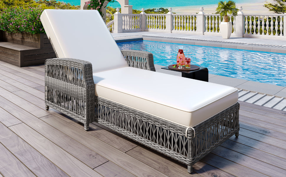 Go Outdoor Chaise Lounge Adjustable Back - Beige
