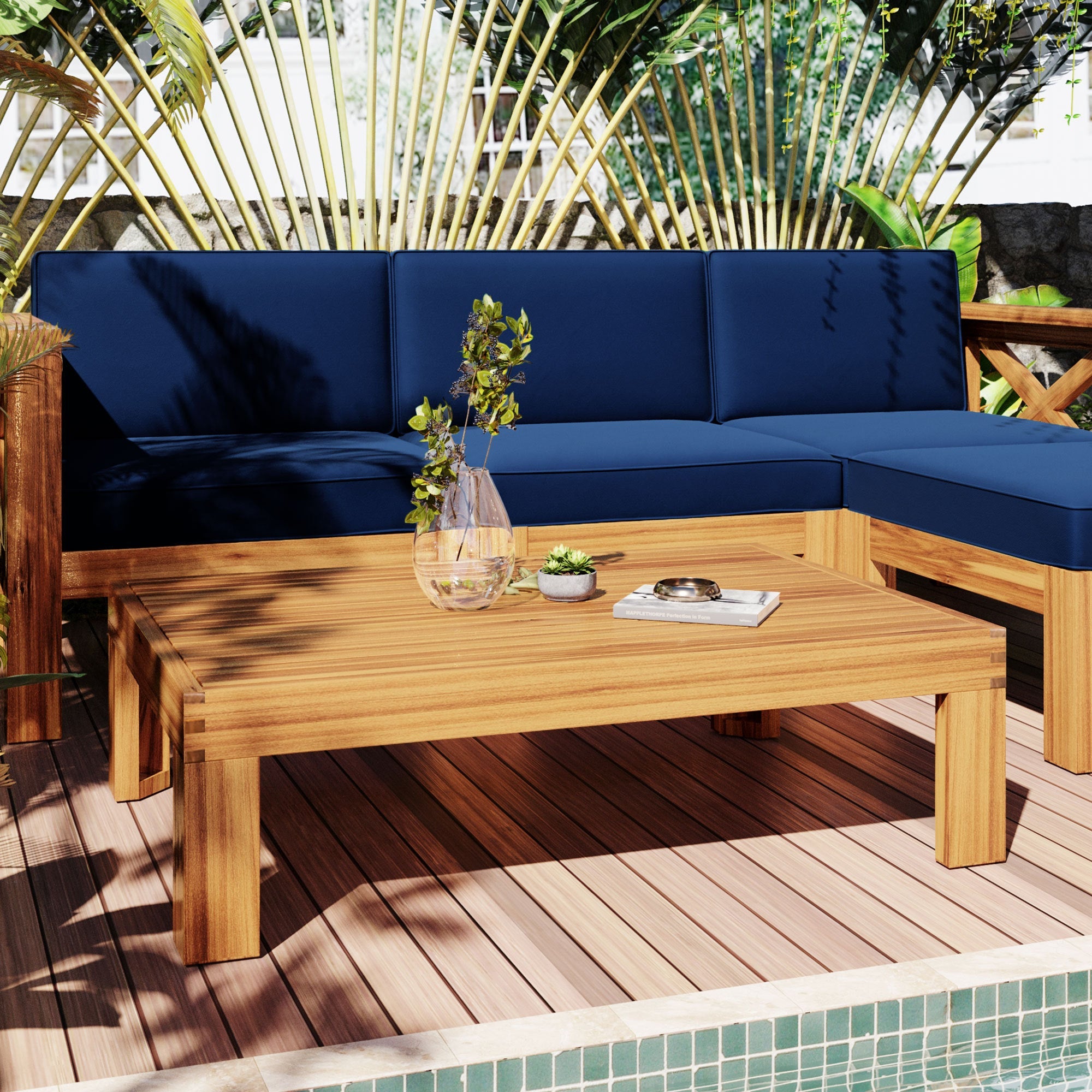 Topmax Outdoor Sectional Set Cushioned Seating - Blue