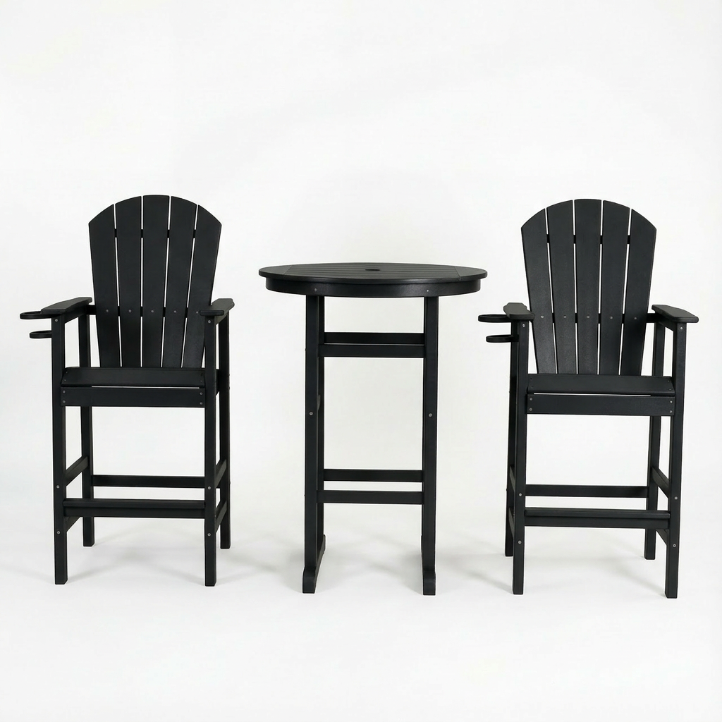 Hdpe Outdoor Bistro Set HDPE Frame - Black