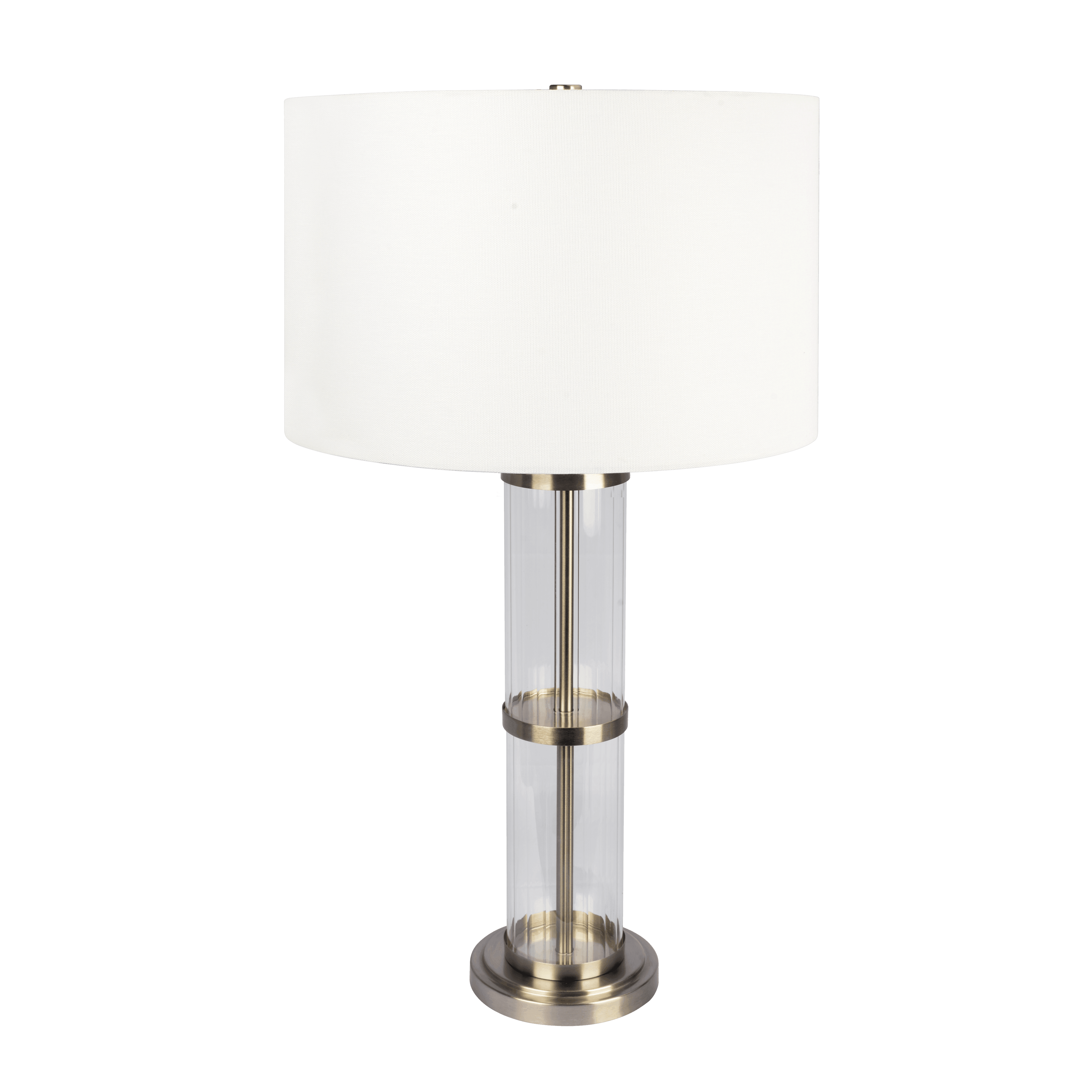 Tabby Brushed Nickel Table Lamp with On/Off Switch Clear Glass Body  Metal Base