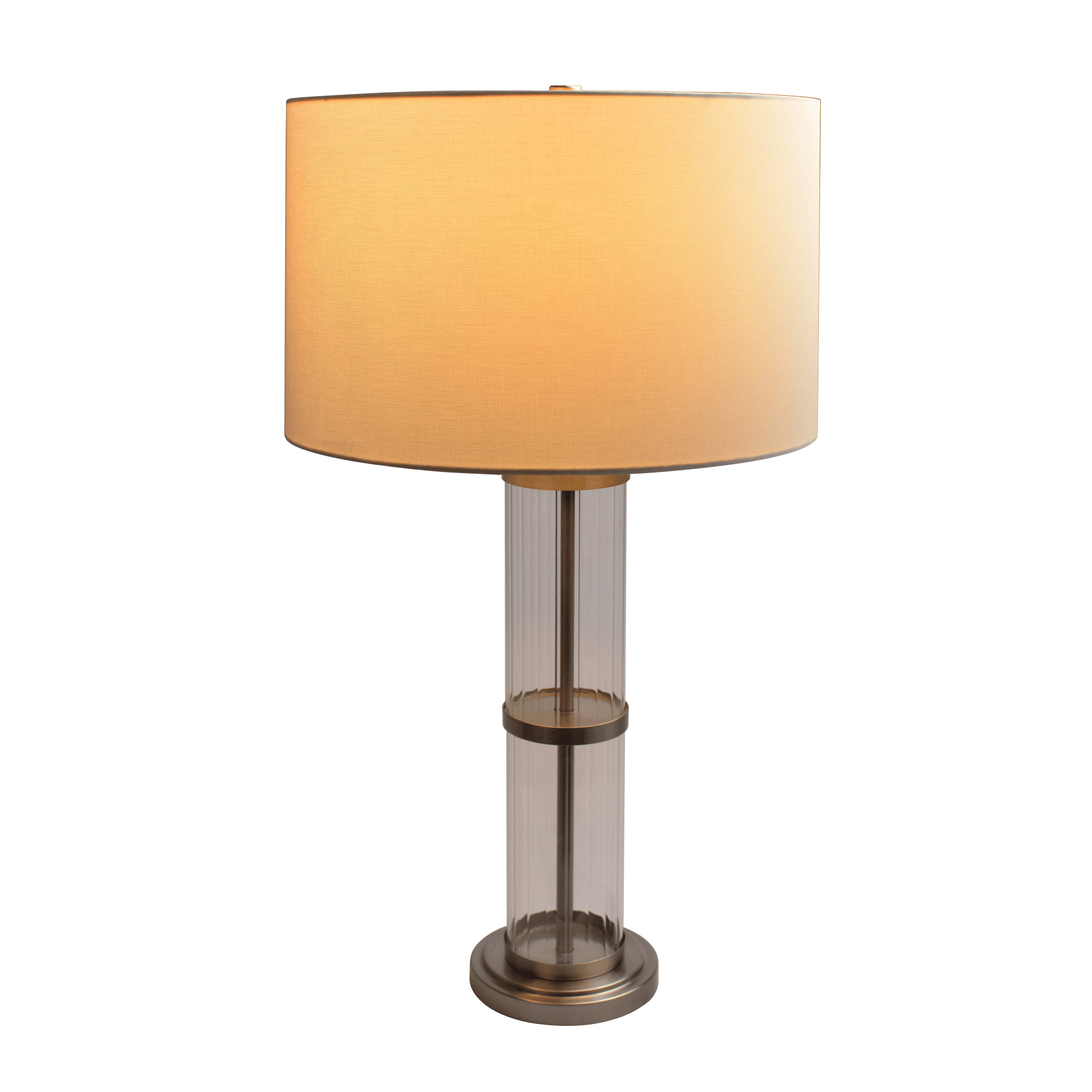 Tabby Brushed Nickel Table Lamp with On/Off Switch Clear Glass Body  Metal Base