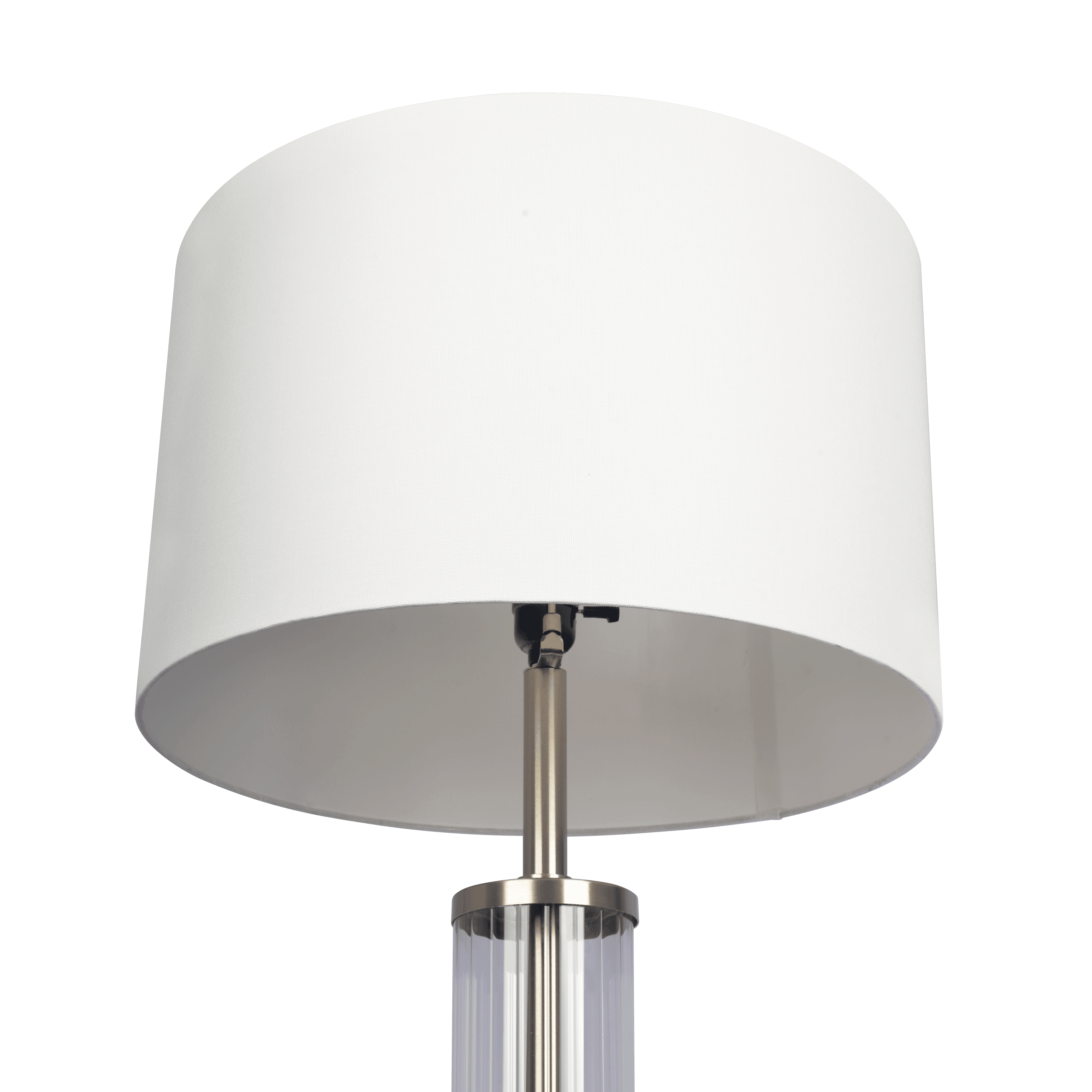 Tabby Brushed Nickel Table Lamp with On/Off Switch Clear Glass Body  Metal Base