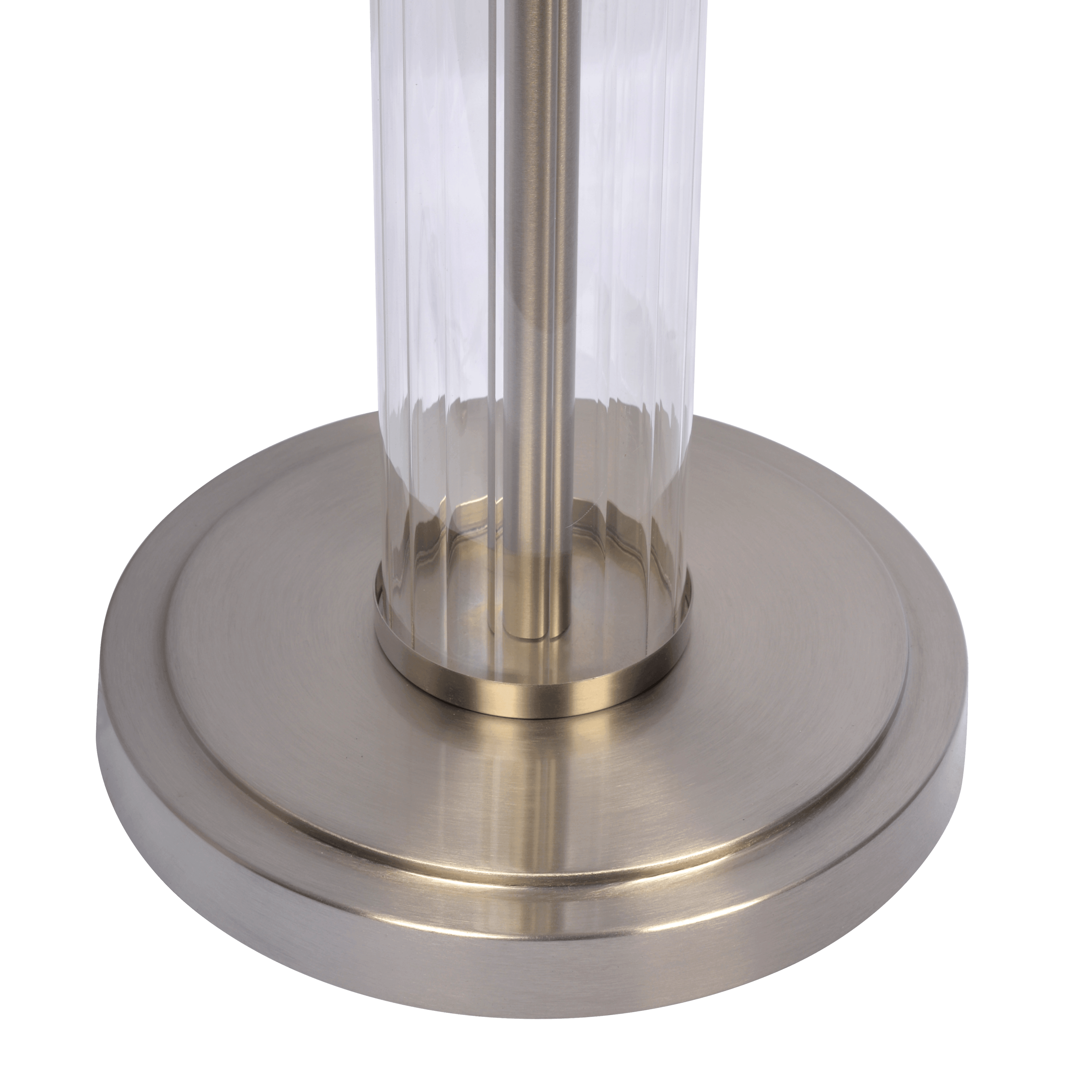 Tabby Brushed Nickel Table Lamp with On/Off Switch Clear Glass Body  Metal Base