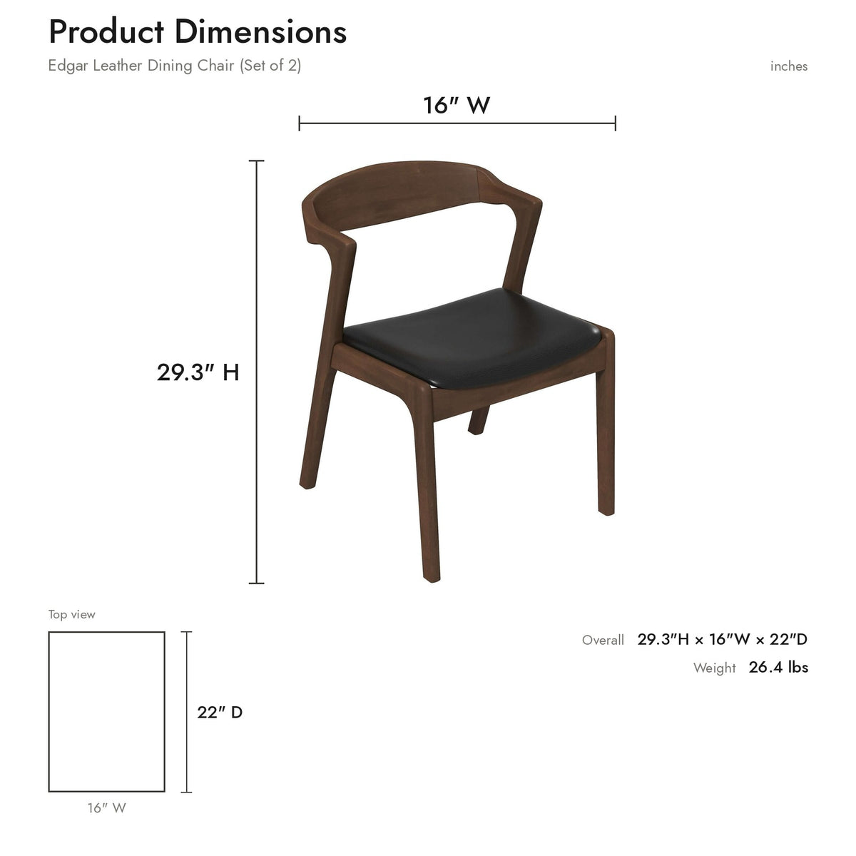 Product dimensions diagram