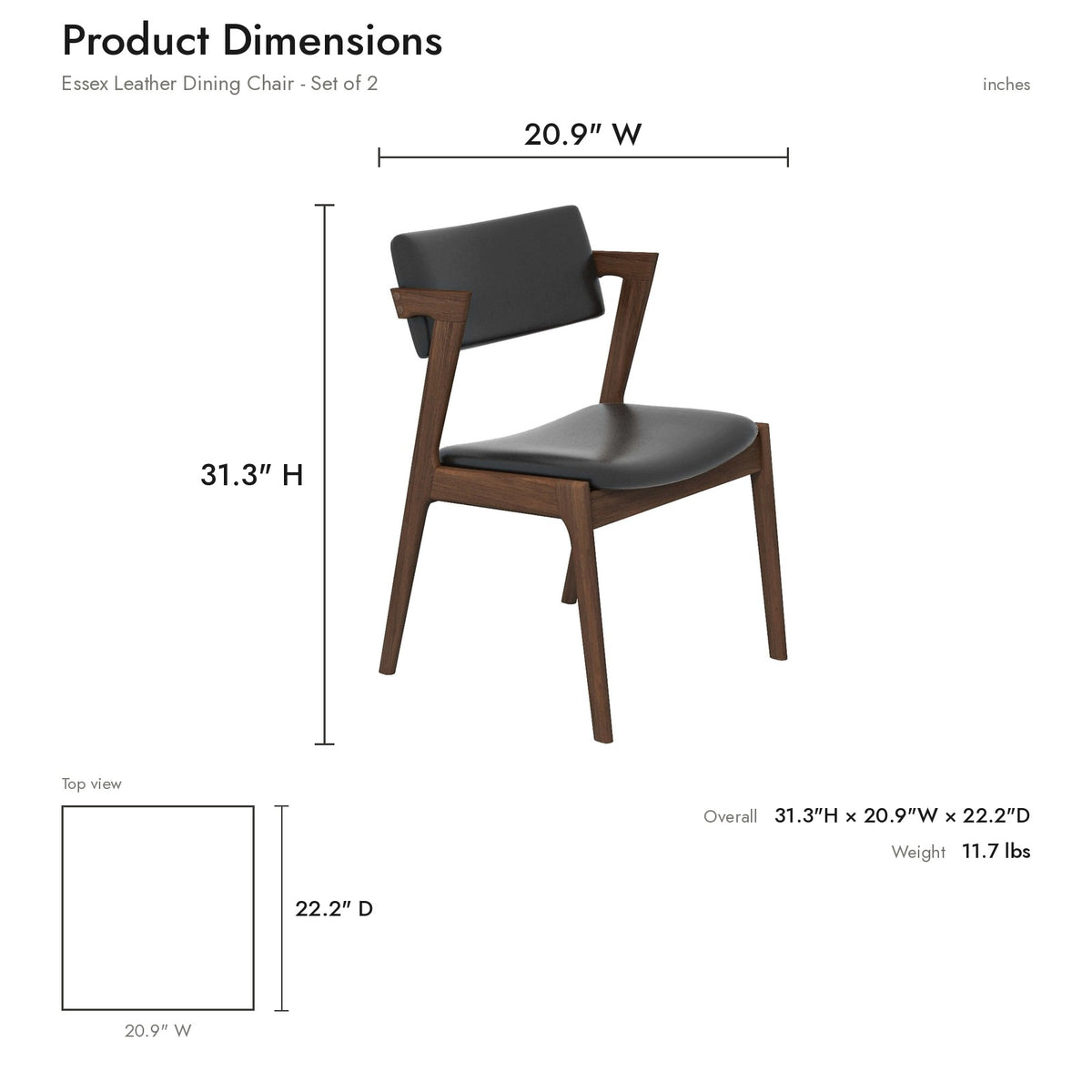 Product dimensions diagram