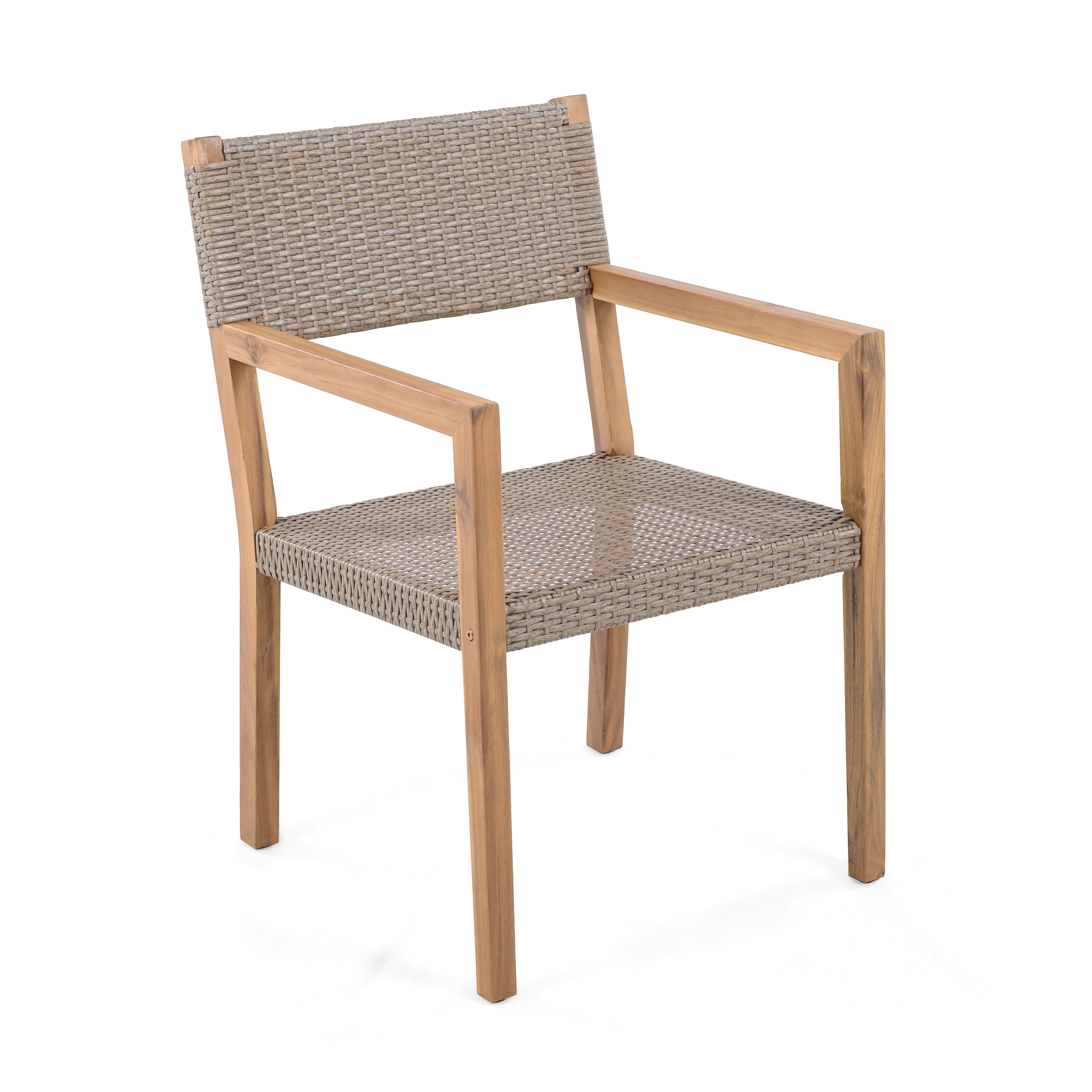 Outdoor Dining Chair Set Rattan Frame - Light Brown