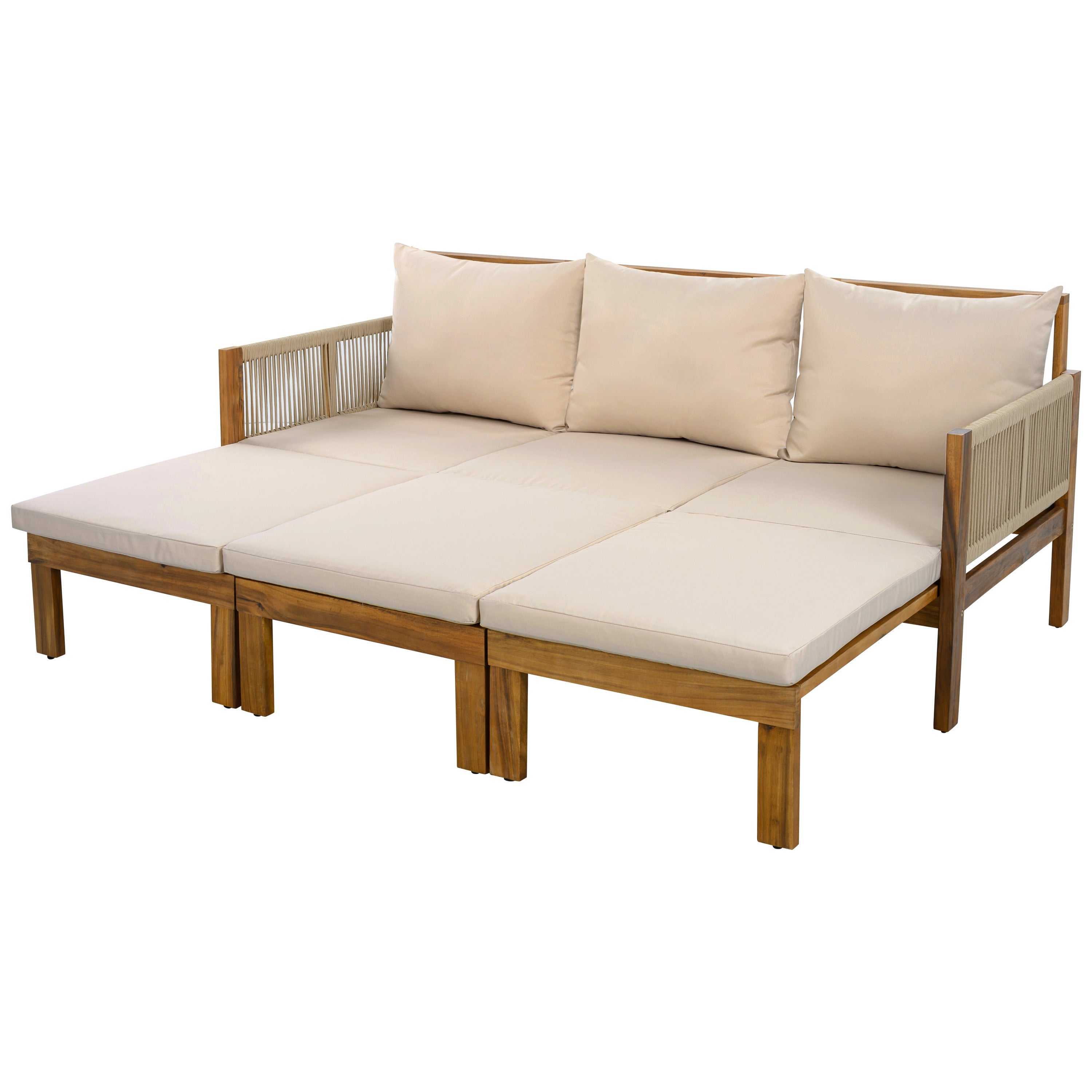 Daybed Outdoor Canopy Daybed Cushioned Seating - Brown