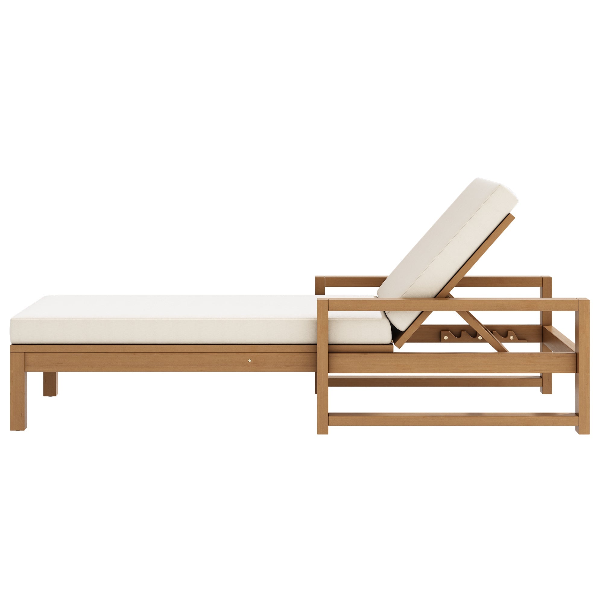 Trexm Outdoor Chaise Lounge Adjustable Back - Light Teak