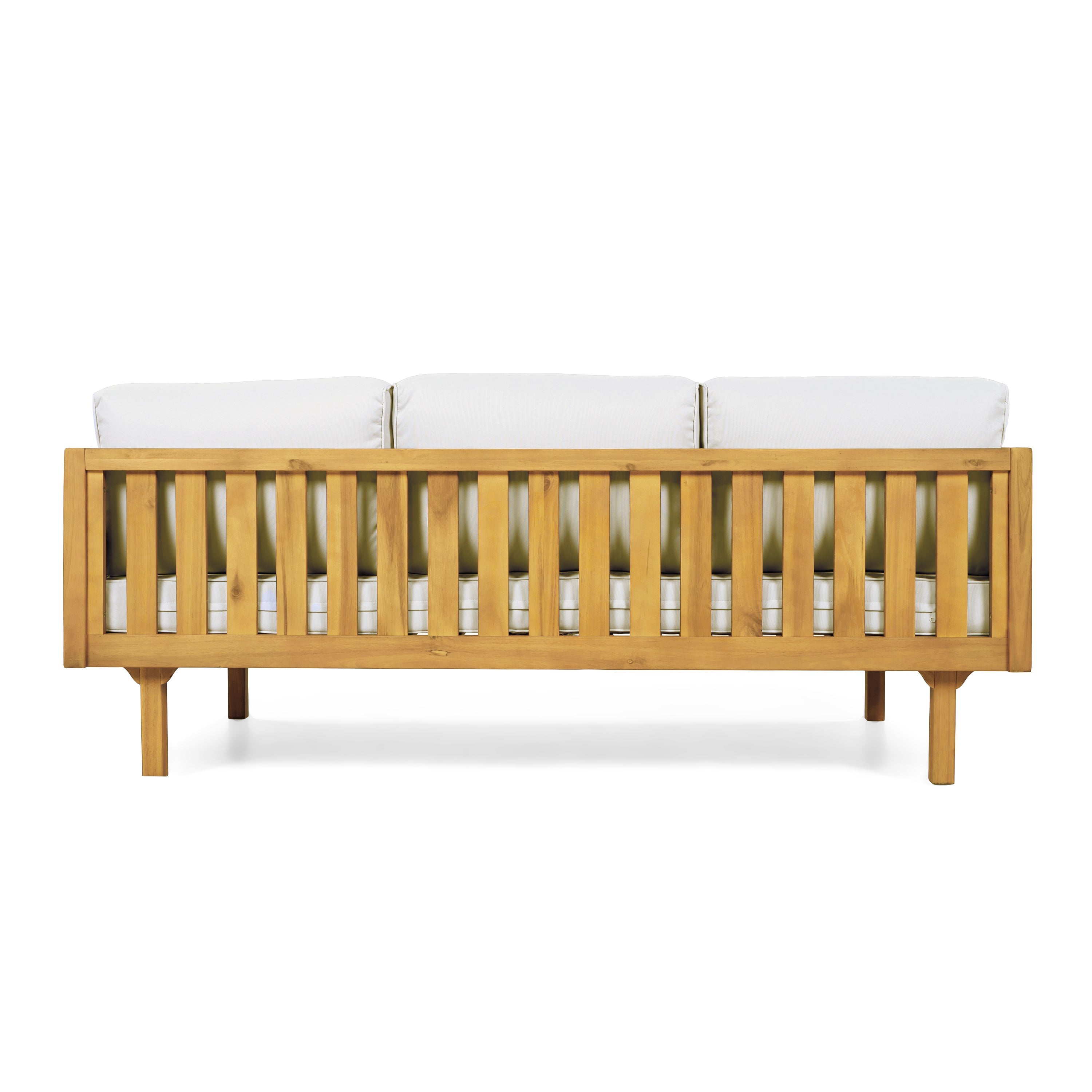 Three-Seater Outdoor Canopy Daybed Cushioned Seating - Teak