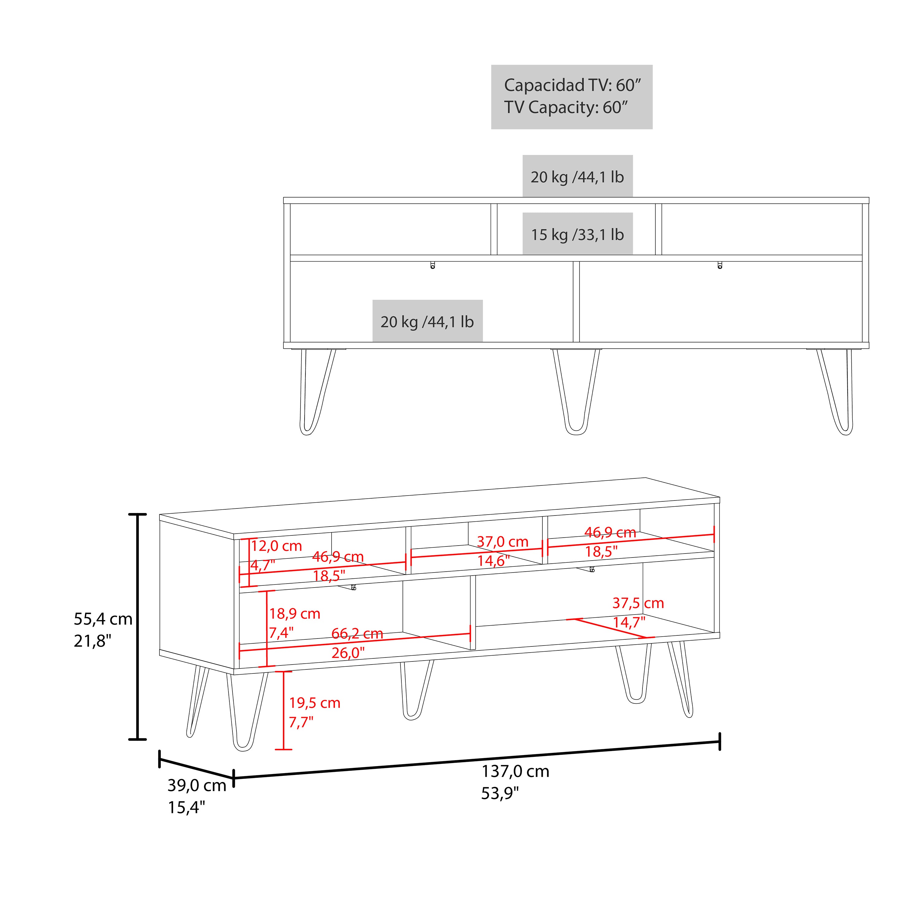 Derby Tv Stand with Pull Down Doors and Three Shelves