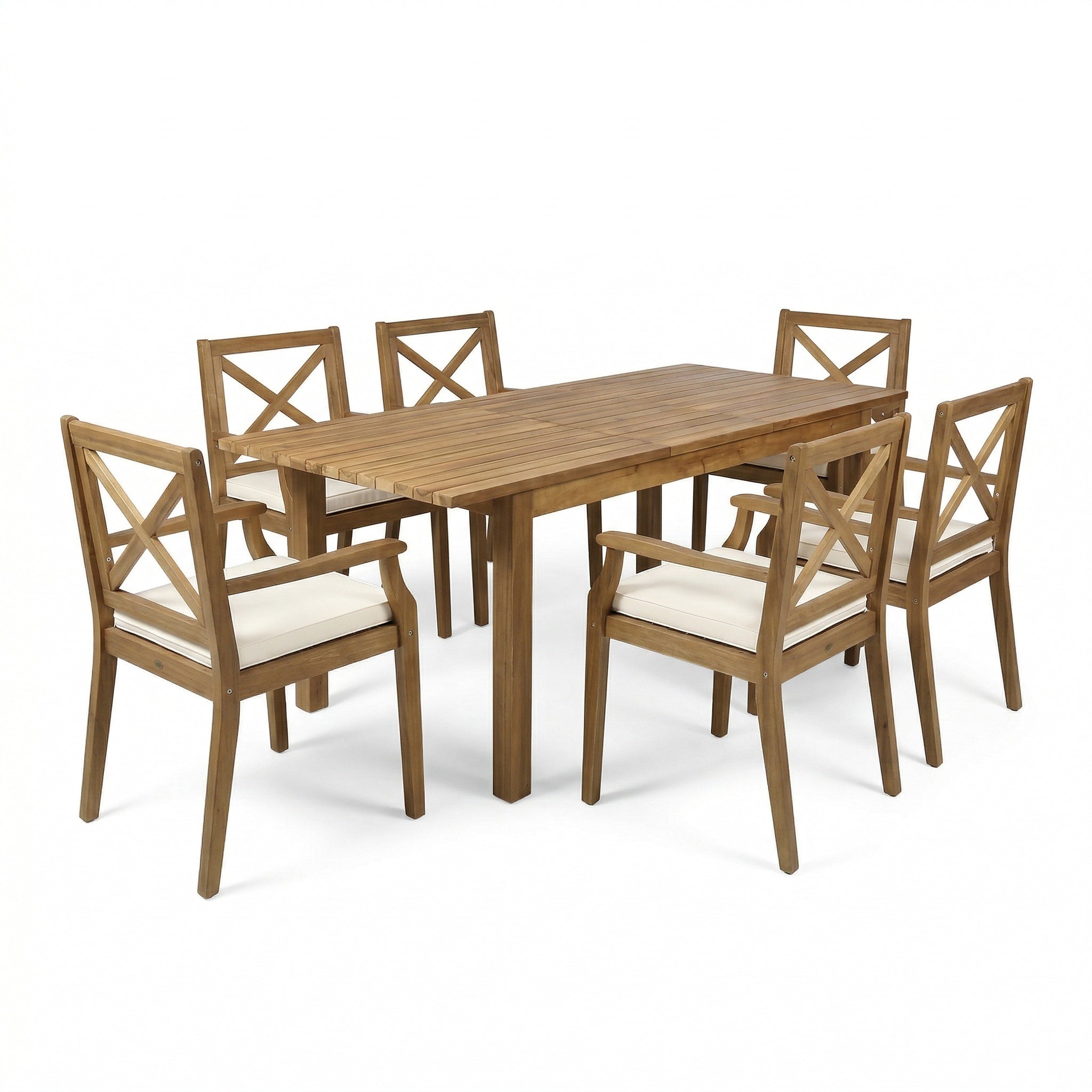 Outdoor Dining Set Cushioned Seating - Cream