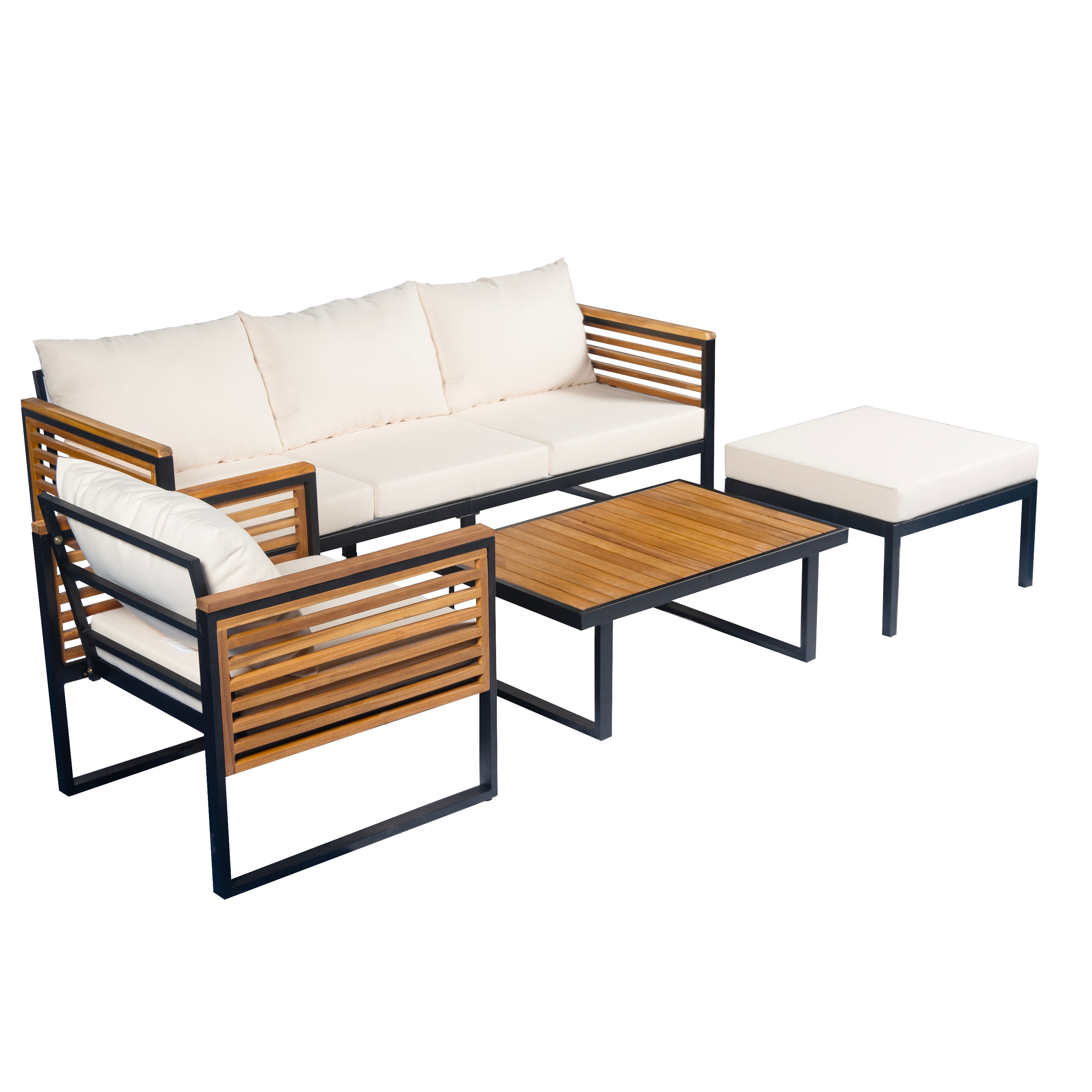 Outdoor Sofa Set Acacia Wood 4-Piece