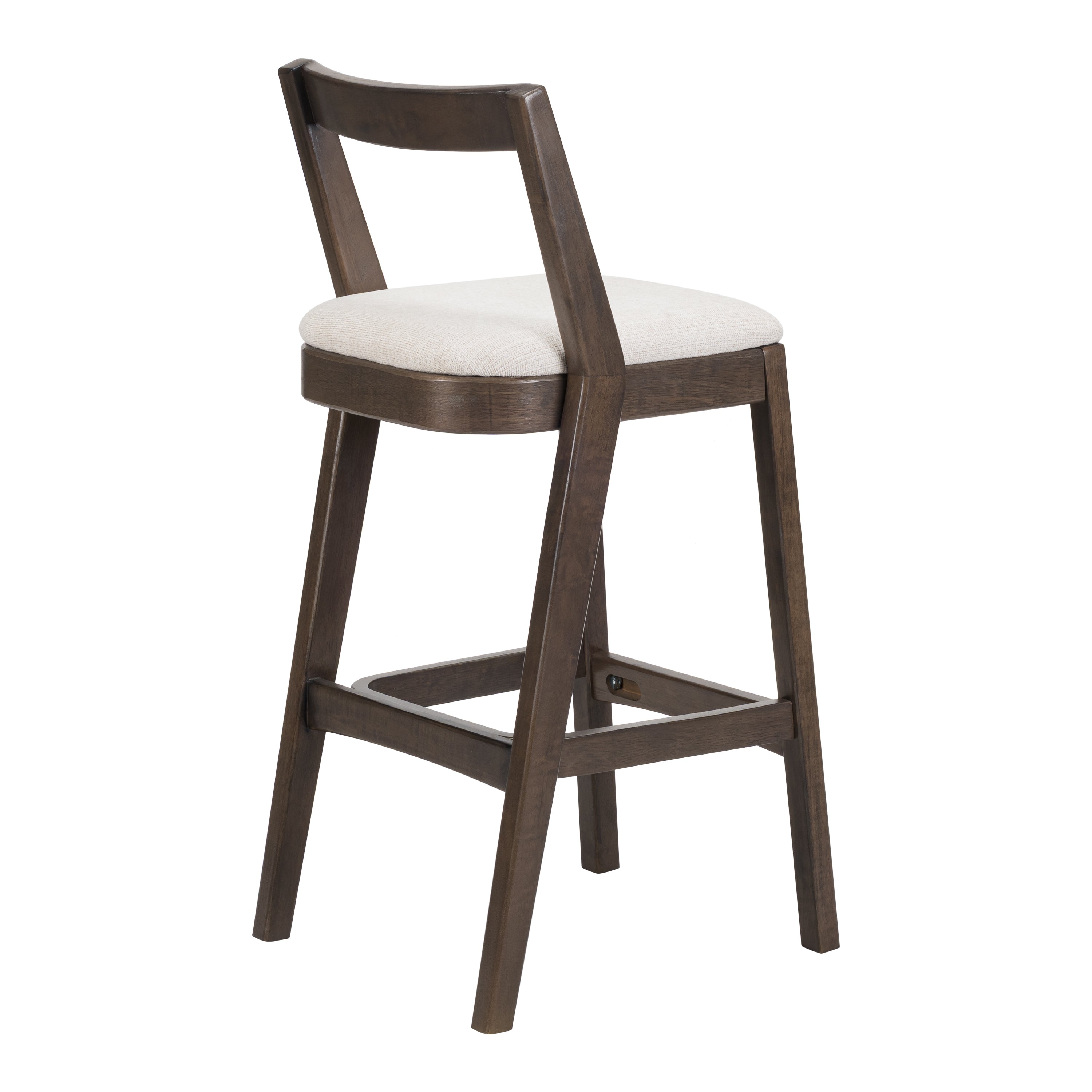 Jasper Indoor Rubberwood Barstool with Beige Upholstery in Dark Brown Finish, Set of 2