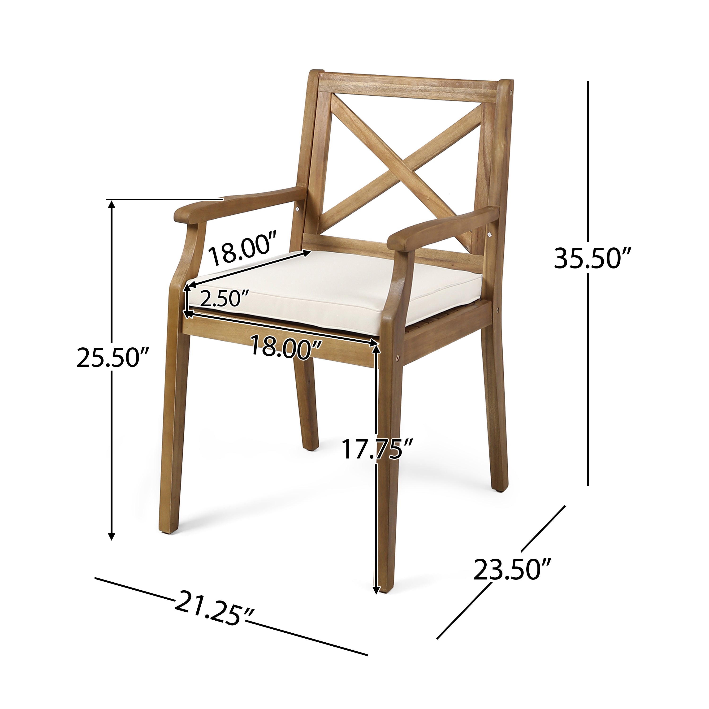 Outdoor Dining Set Cushioned Seating - Cream