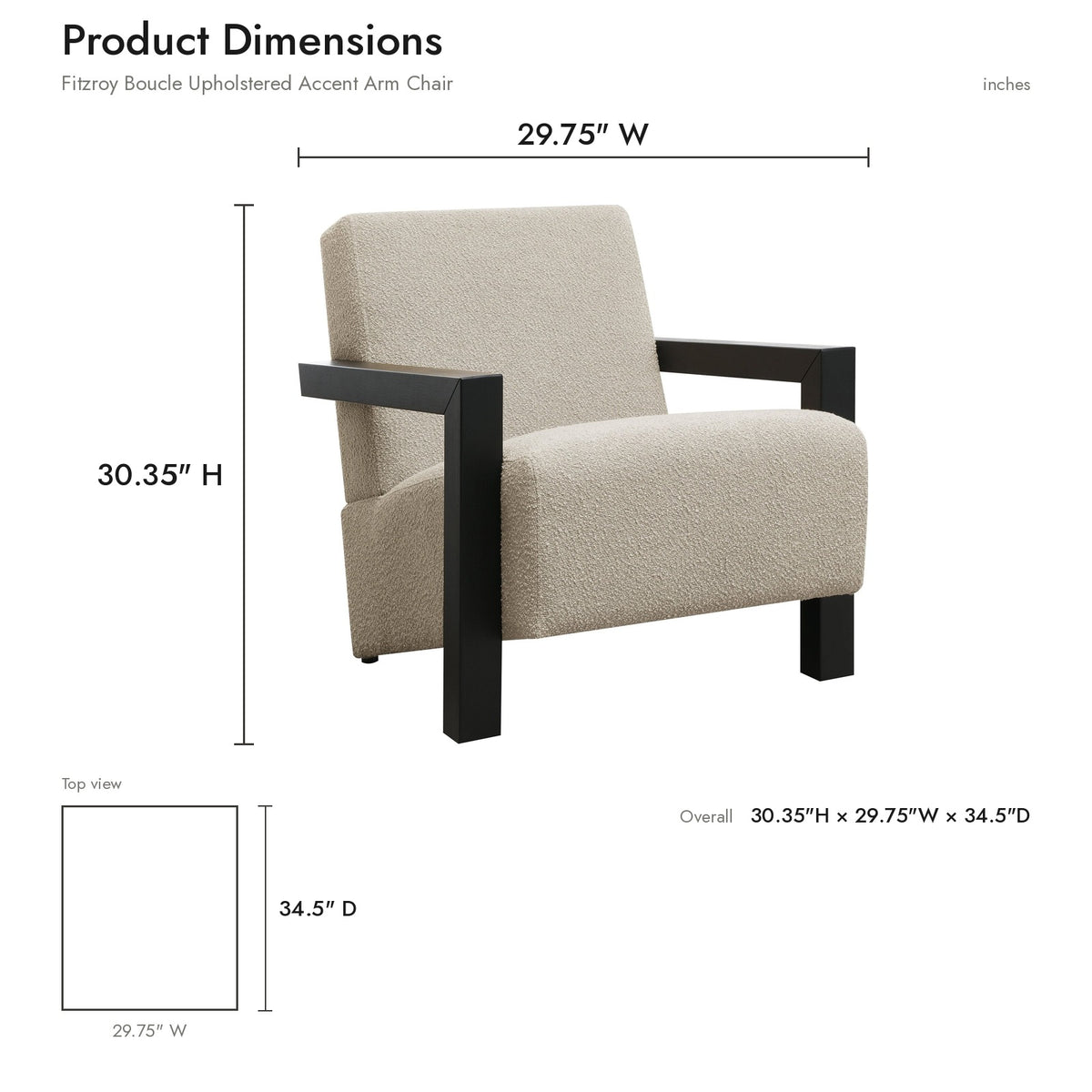 Product dimensions diagram