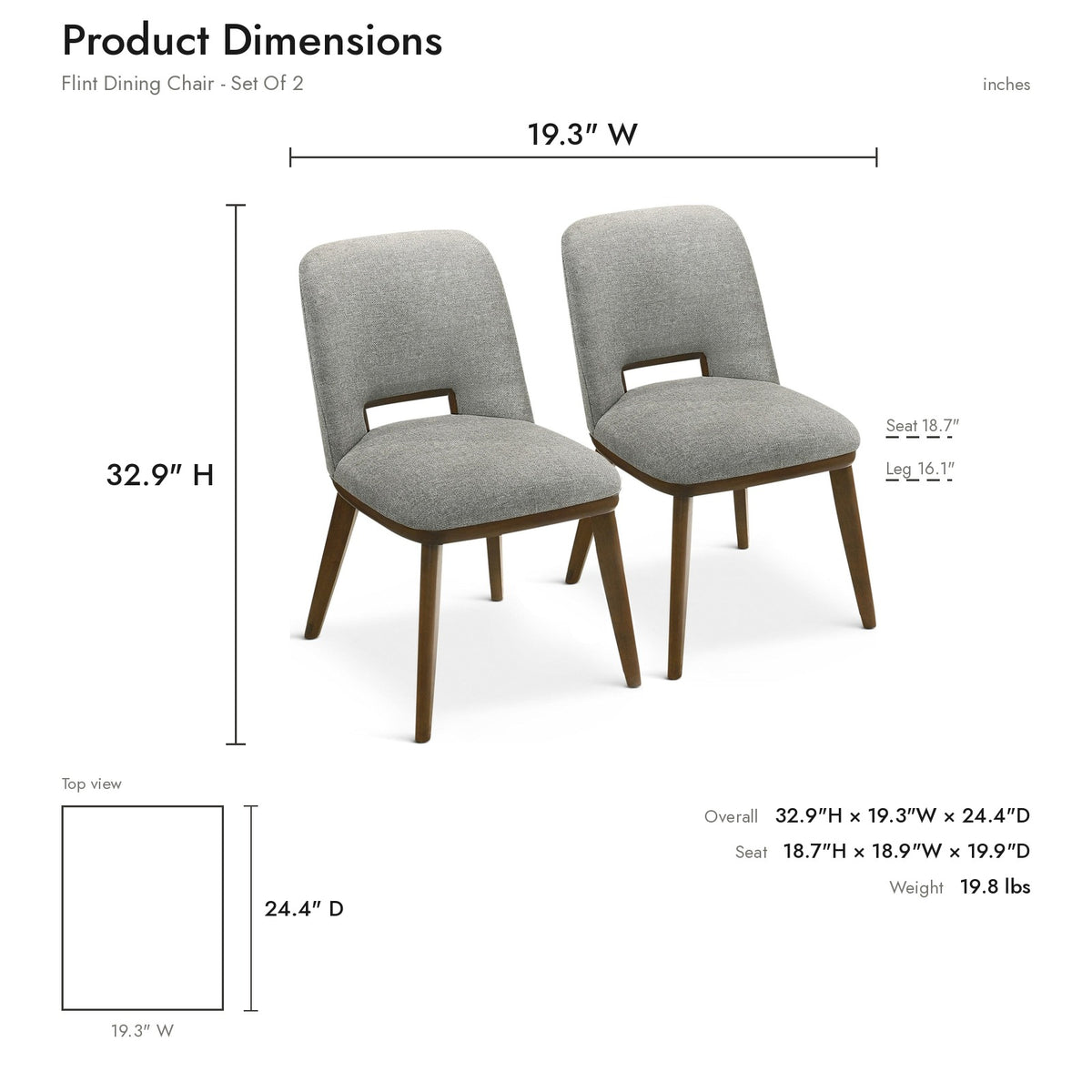 Product dimensions diagram
