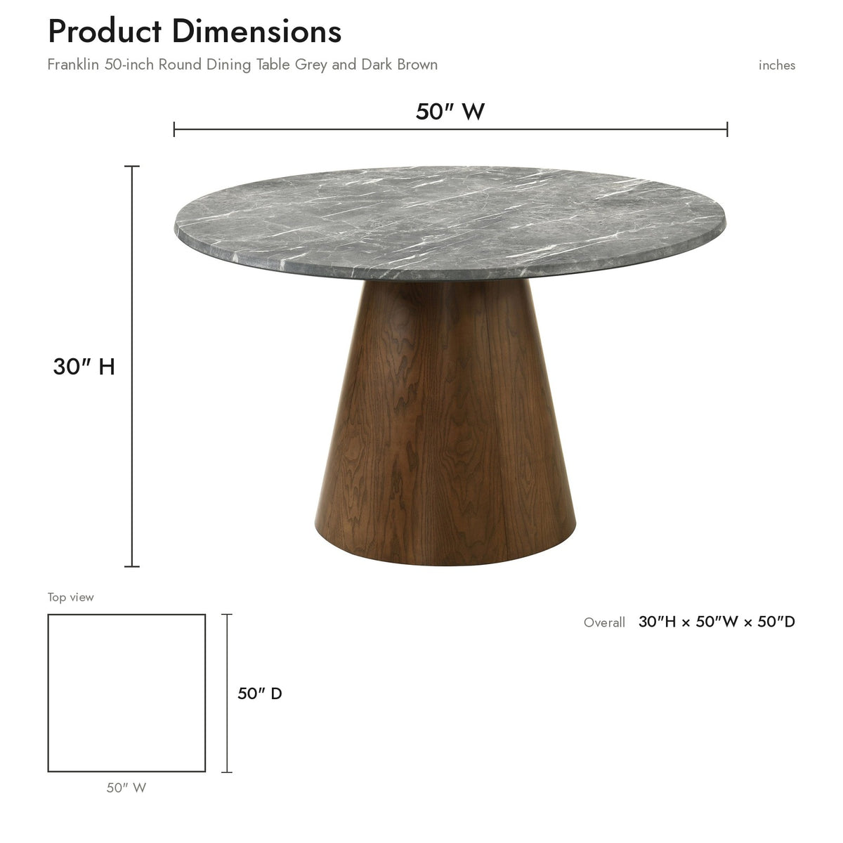 Product dimensions diagram