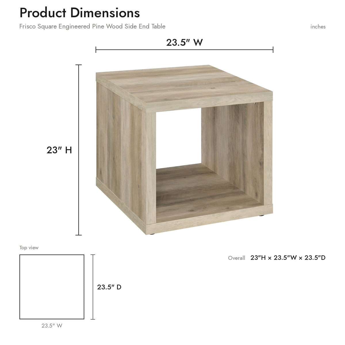 Product dimensions diagram