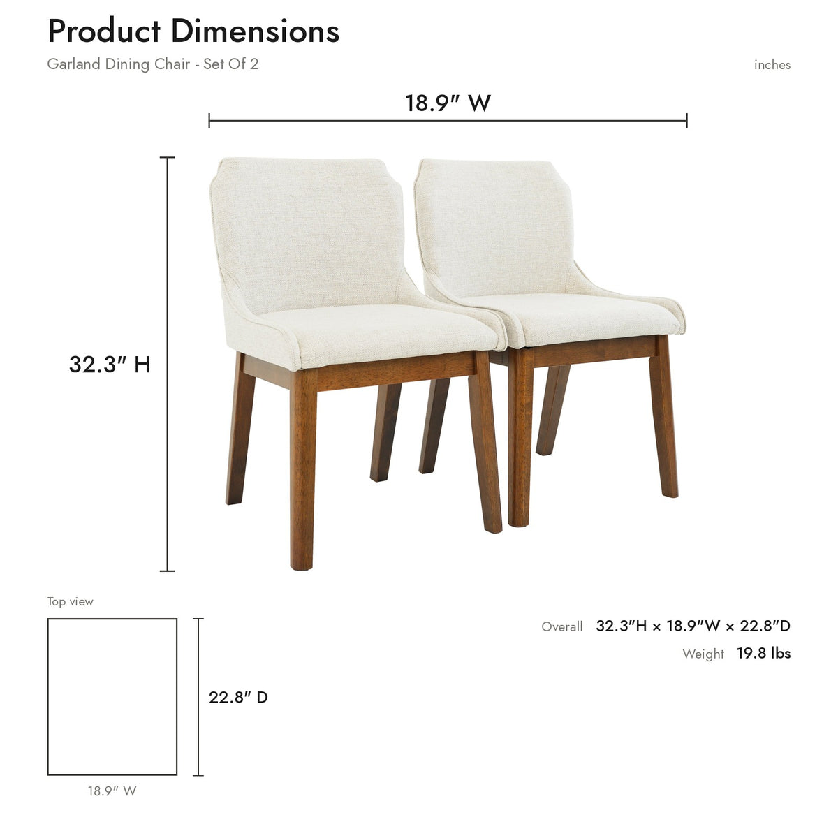 Product dimensions diagram