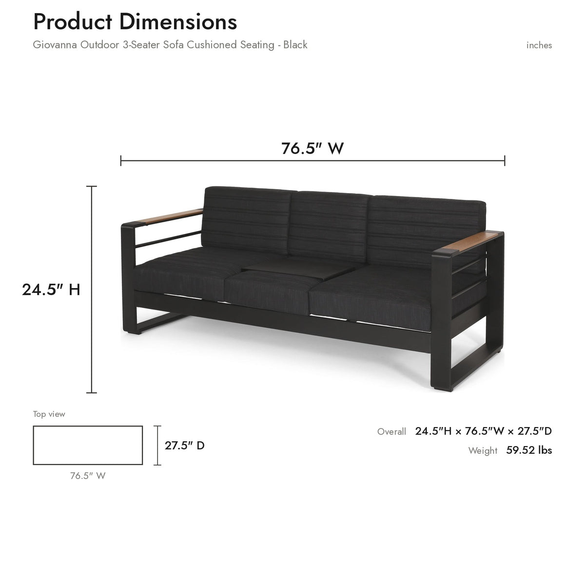 Product dimensions diagram