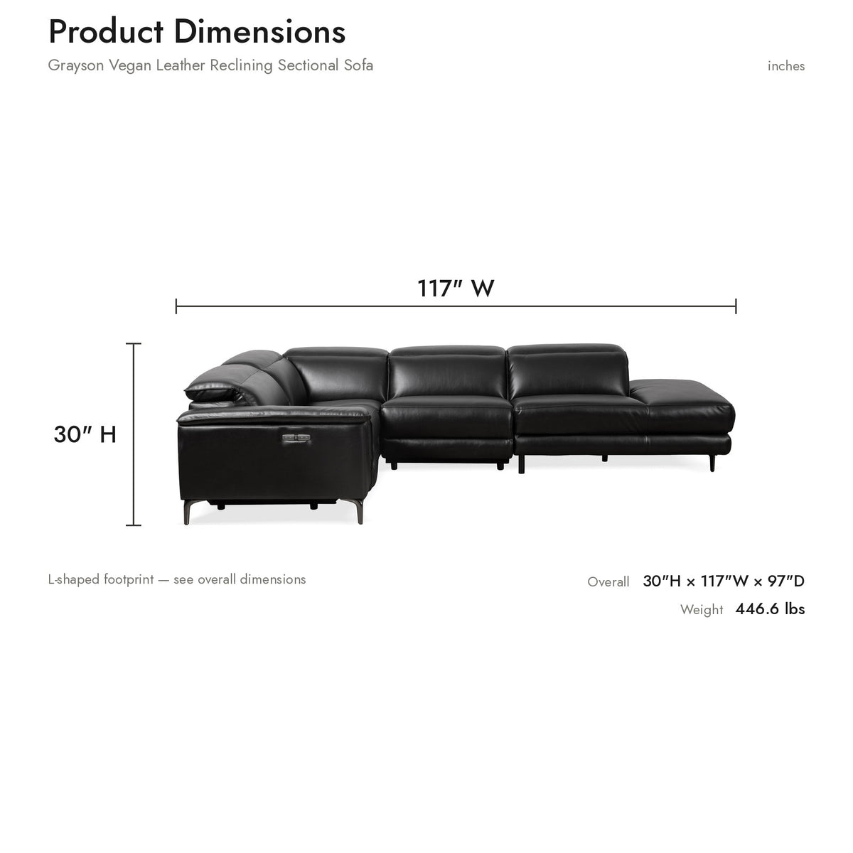 Product dimensions diagram