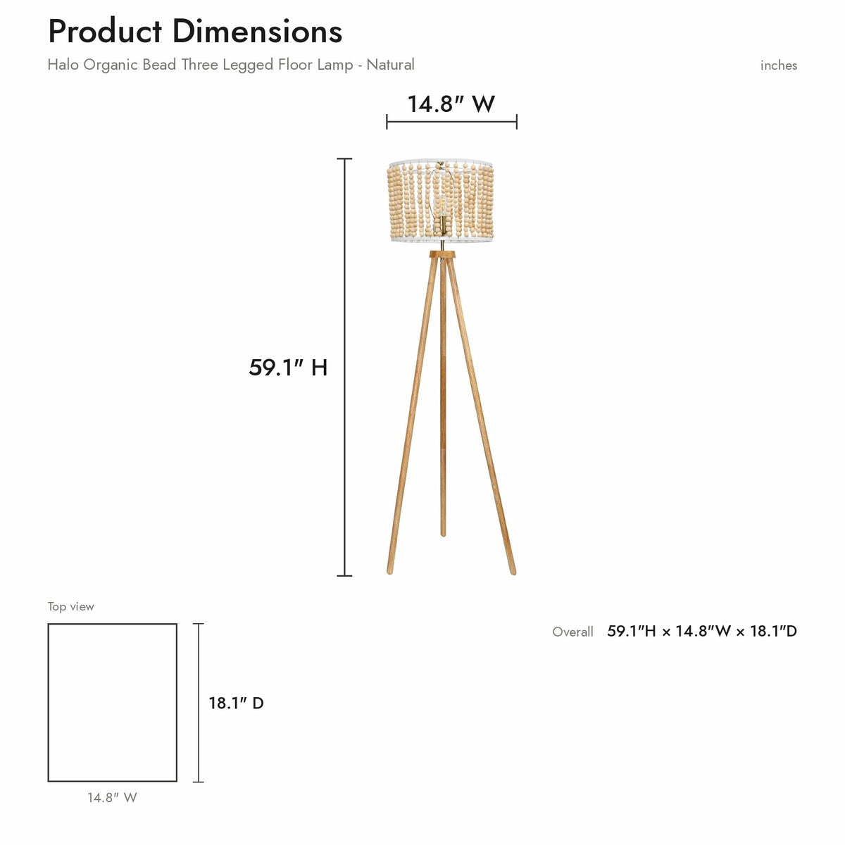 Product dimensions diagram
