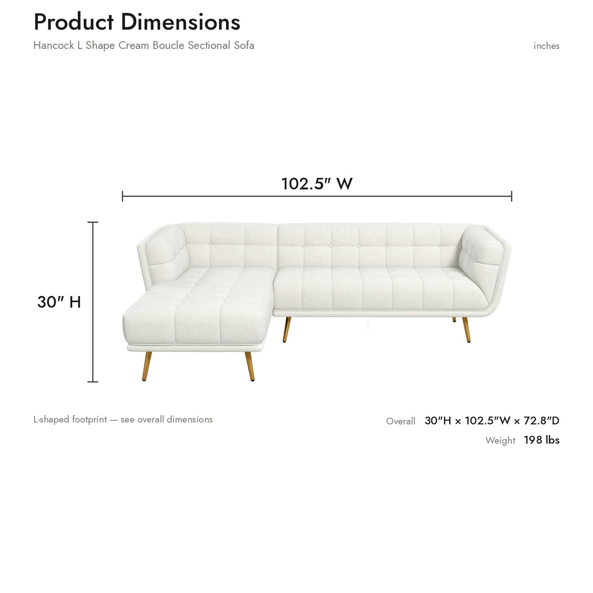 Product dimensions diagram