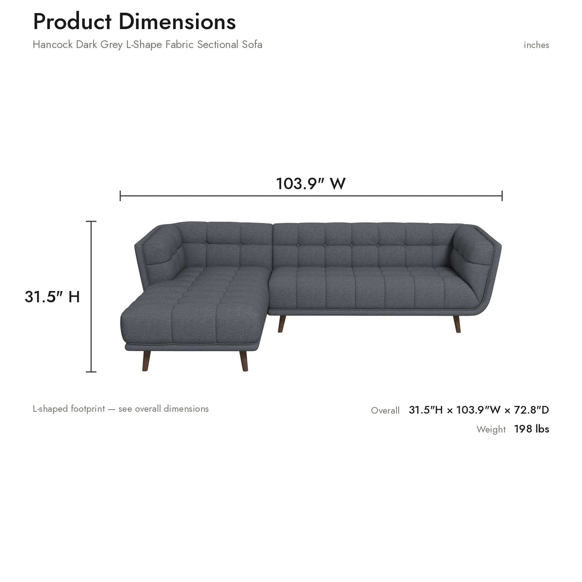 Product dimensions diagram