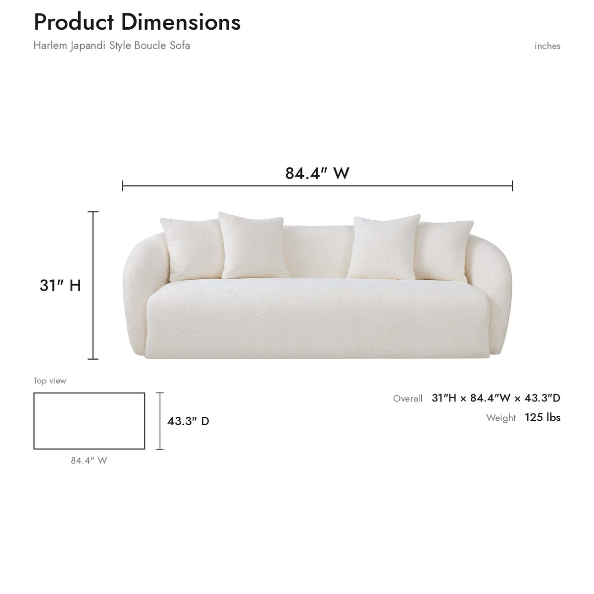 Product dimensions diagram