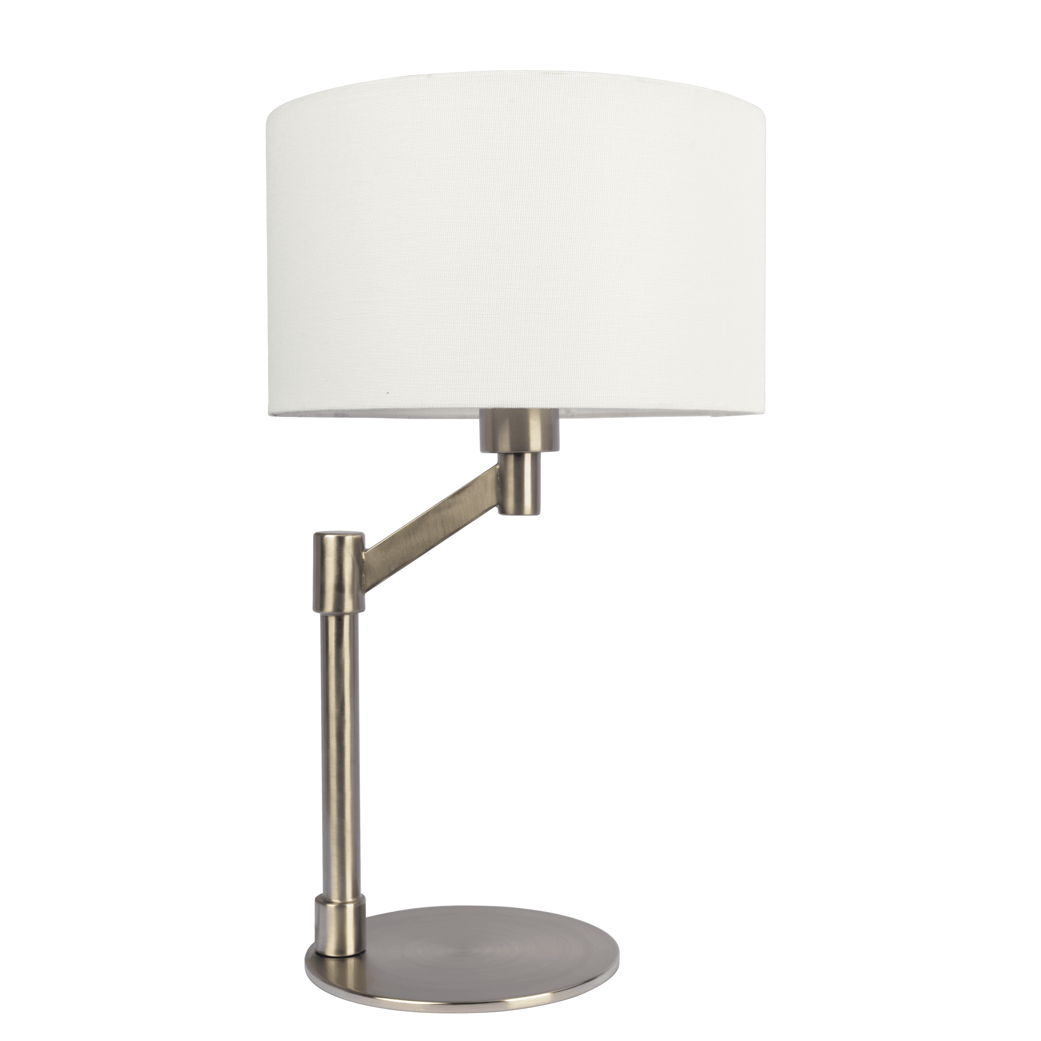 Tuscany Brushed Nickel Table Lamp with On/Off Switch Curved Metal Base Linen Shade