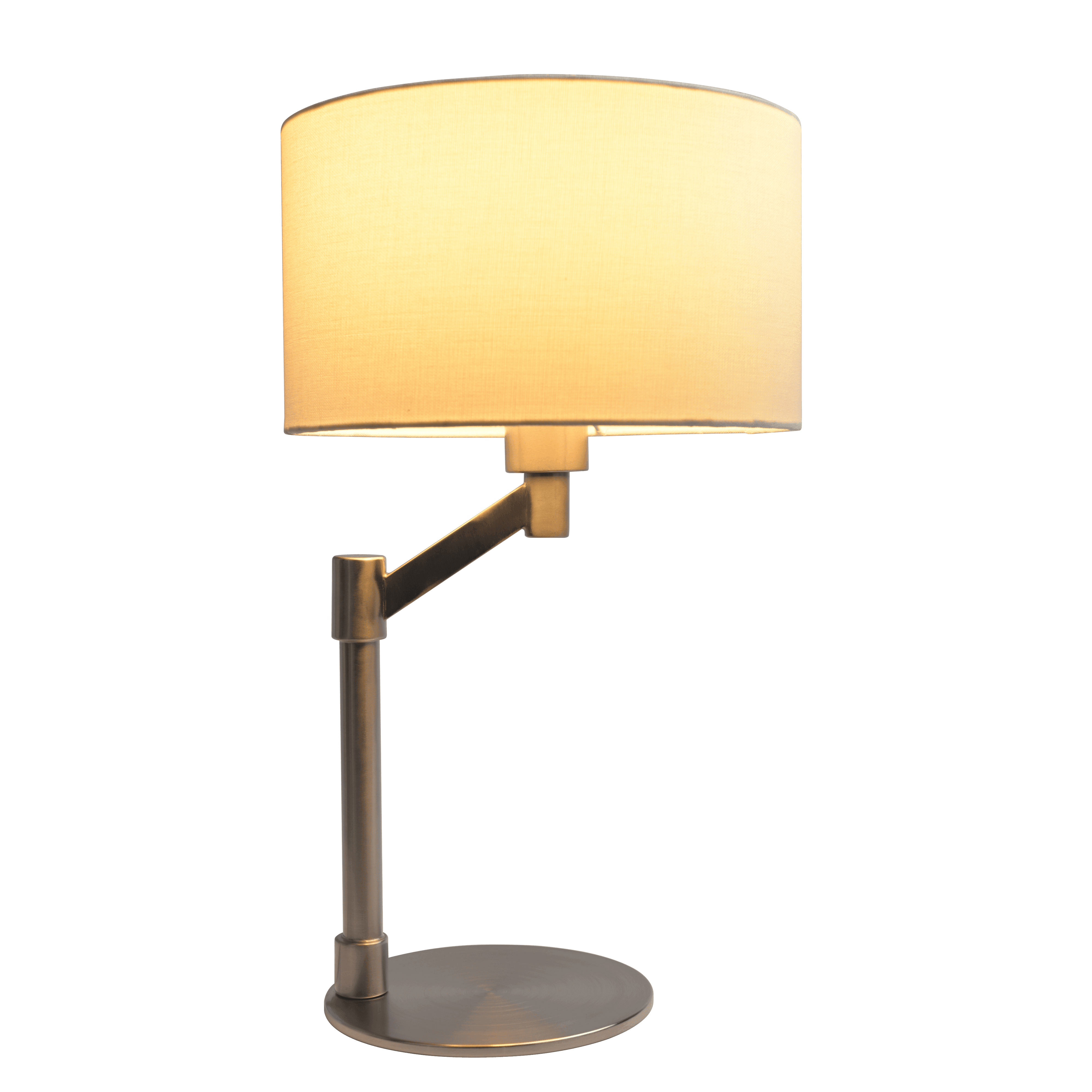 Tuscany Brushed Nickel Table Lamp with On/Off Switch Curved Metal Base Linen Shade