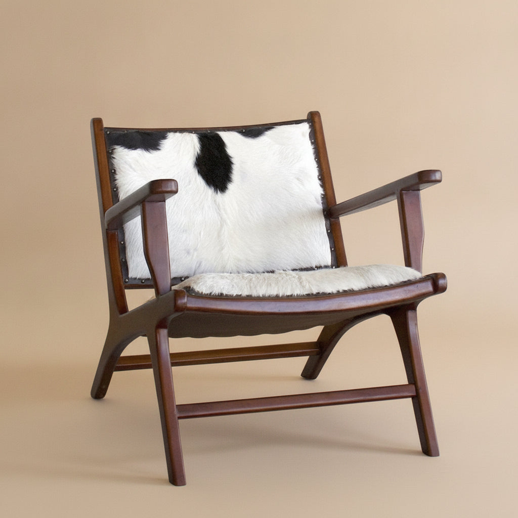 Makasar Black and White Hide Lounge Chair