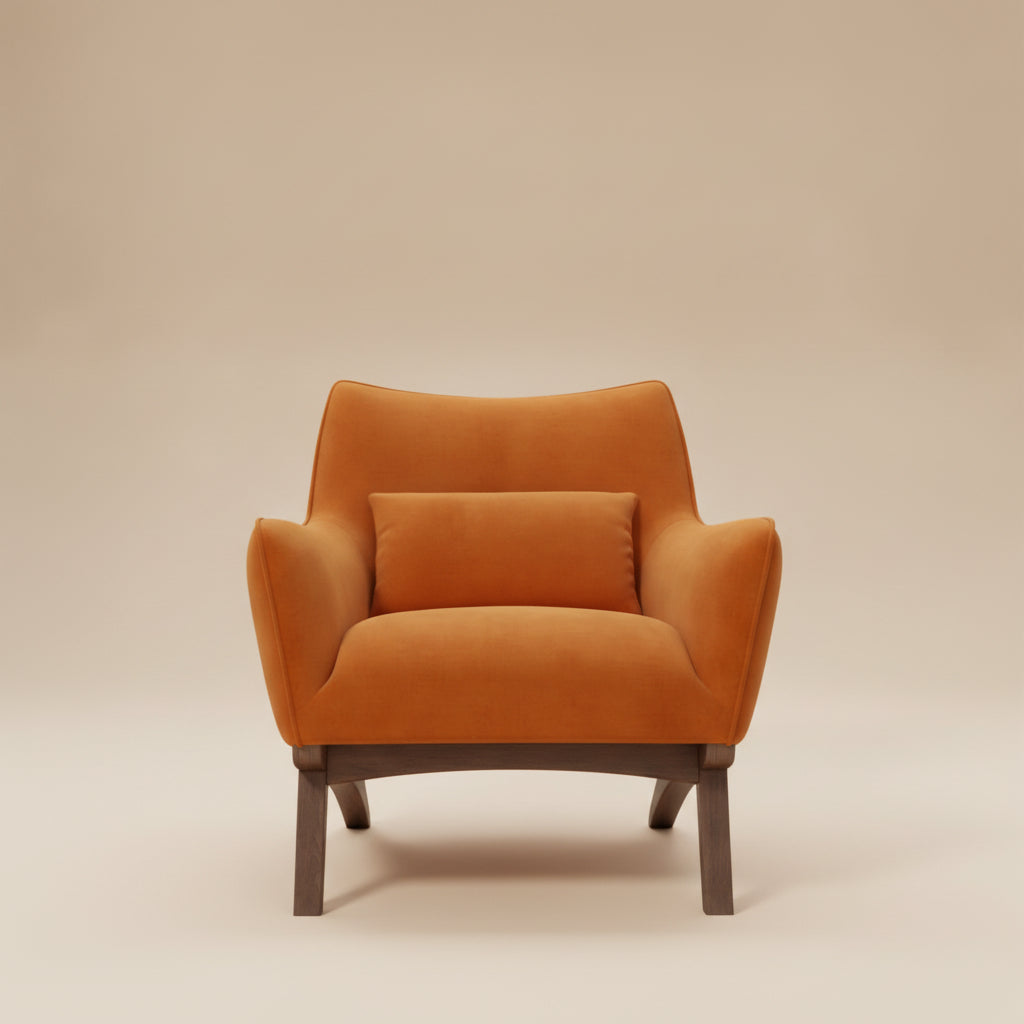 Casper Burnt Orange Velvet Lounge Chair