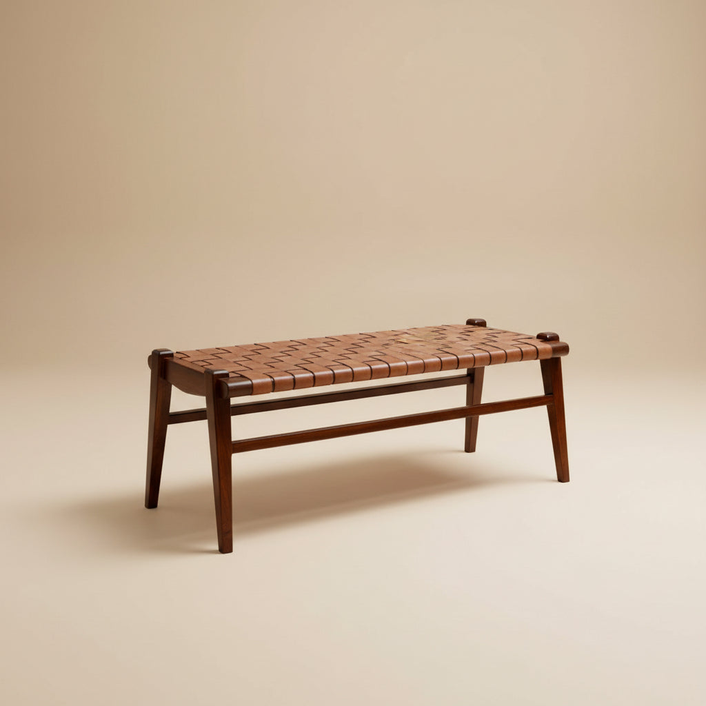 Salazar Tan Leather Bench
