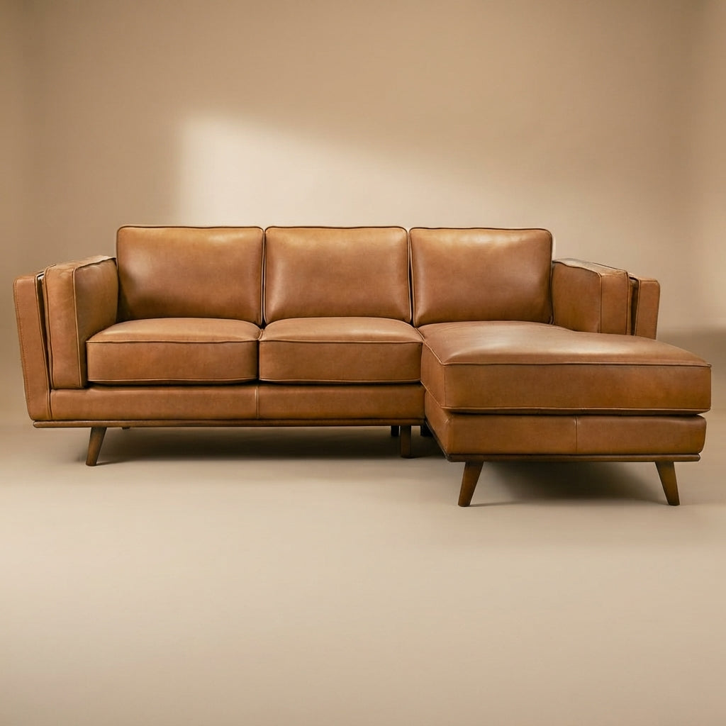 Ferre Leather Sectional Right Facing Chaise