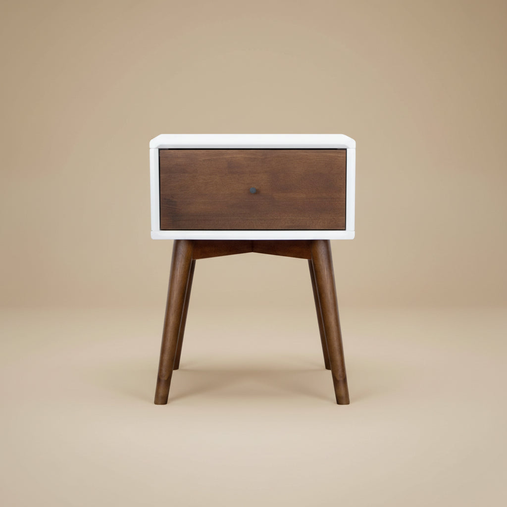 Hayes White Solid Wood Base Nightstand