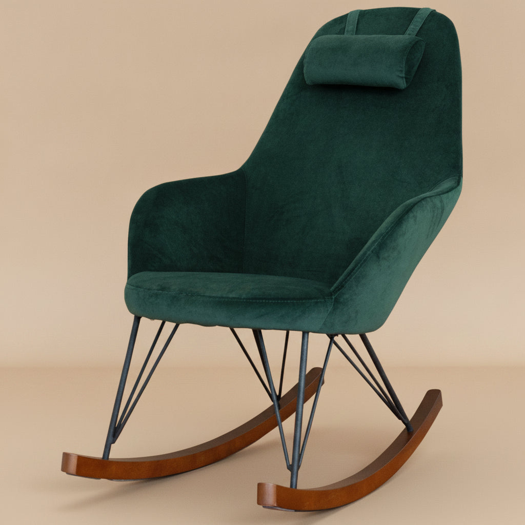 Ingrid Green Velvet Rocking Chair