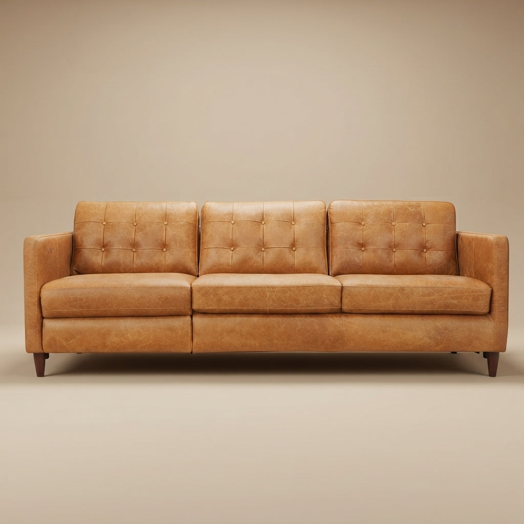 Louis Tan Leather Electric Incliner Sofa- Left