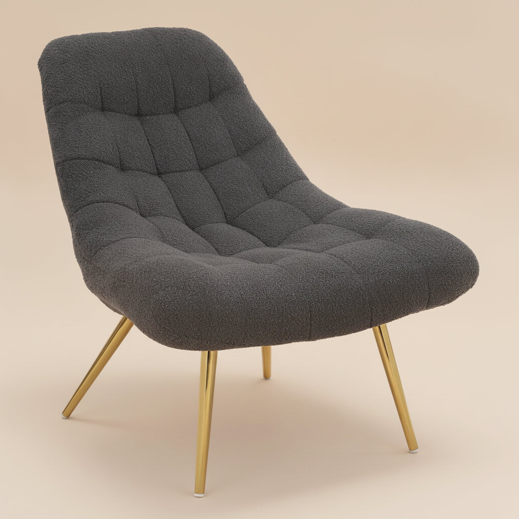 Edna Grey Boucle Lounge Chair