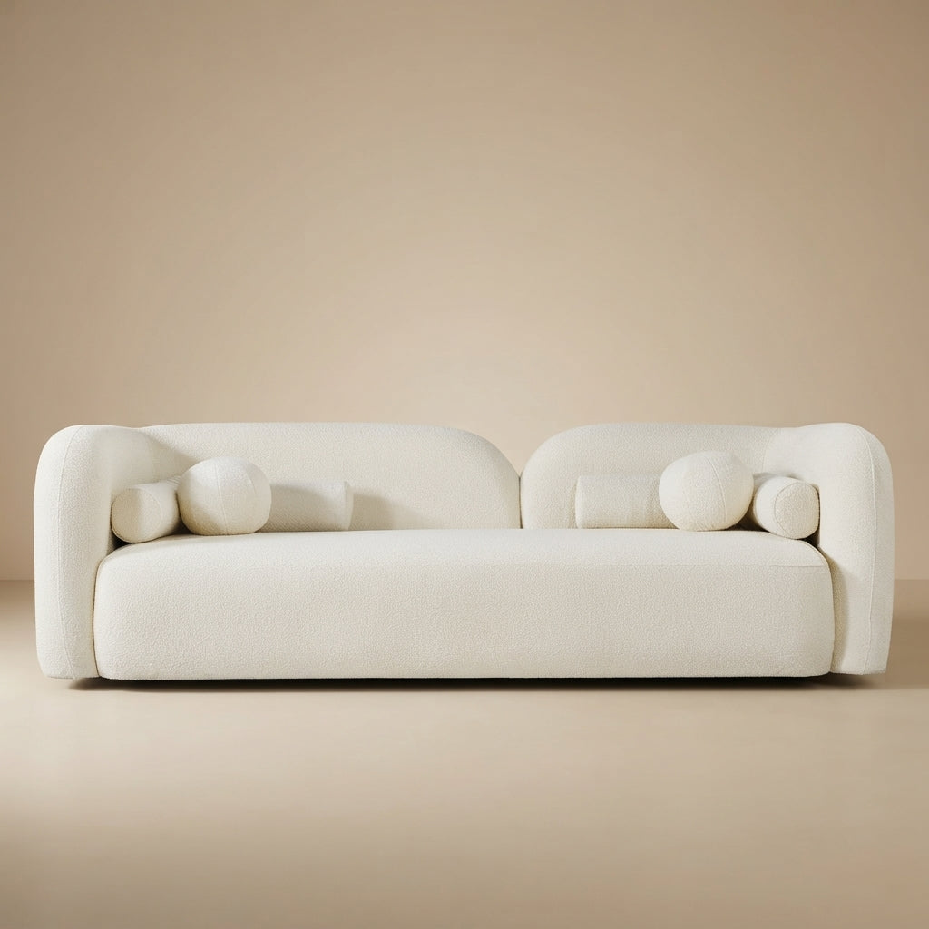 Bodrum Ivory Boucle Curved Sofa