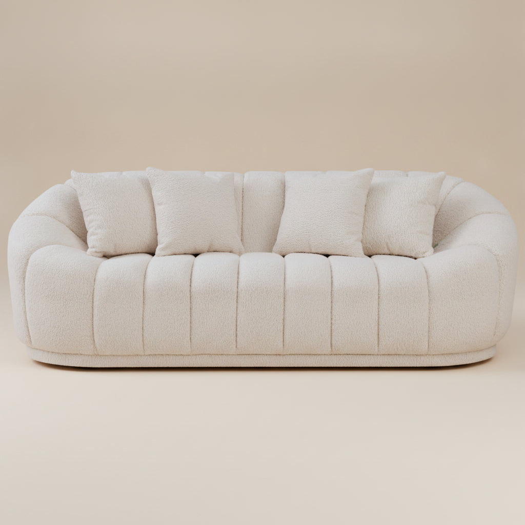 Forrester Sofa Modern Japandi Style Tight Back White Boucle