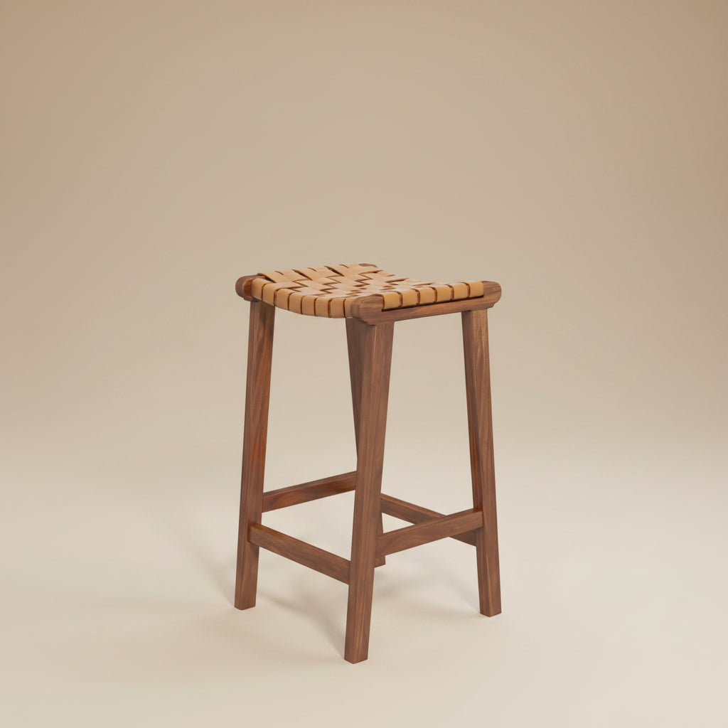 Andaman Tan Leather Bar Stool