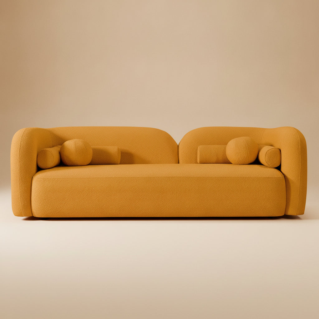 Bodrum Dark Yellow Boucle Curved Sofa
